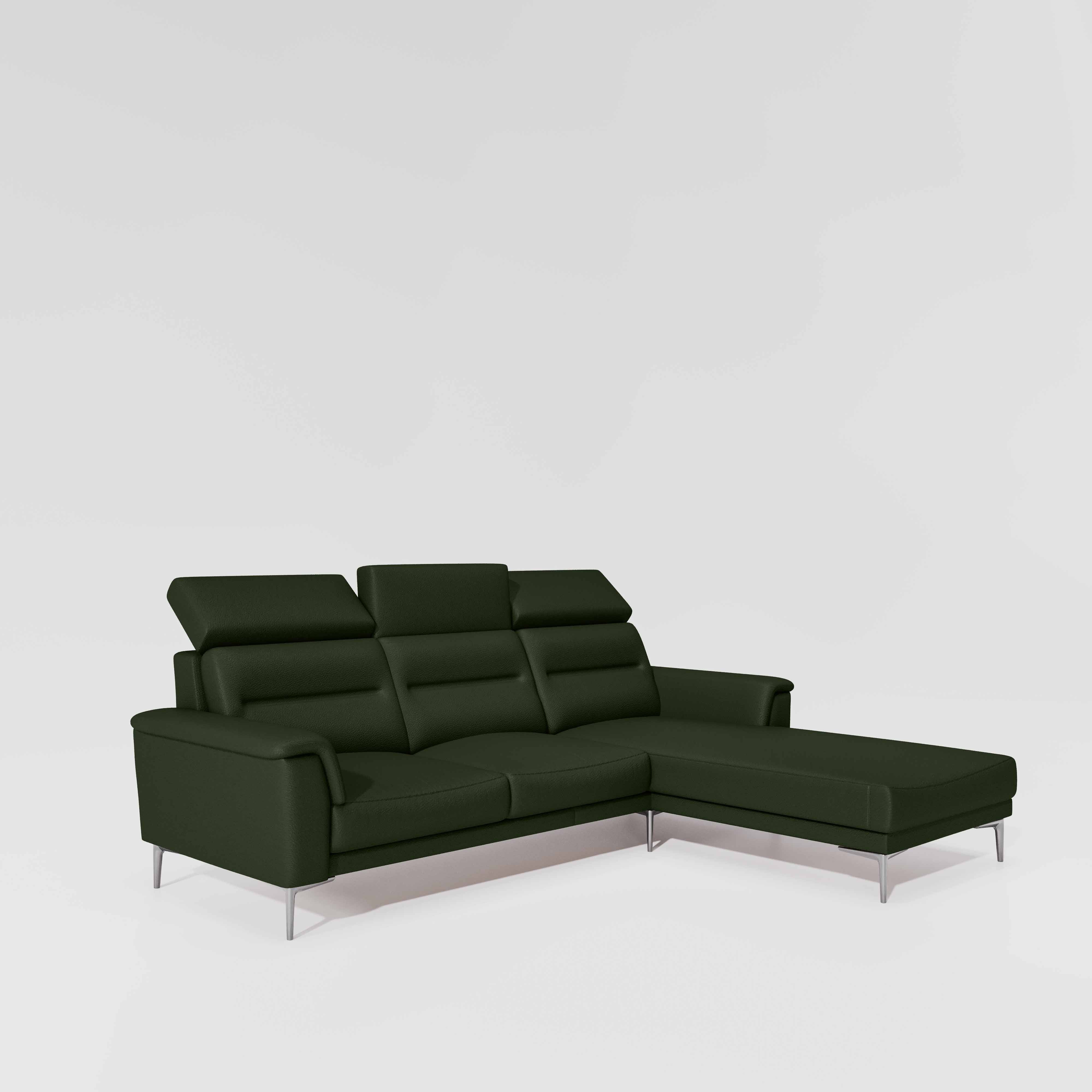 Cresendo 2 Seater with RH Lounger Leatherette fabric - Black Forest - Image 5