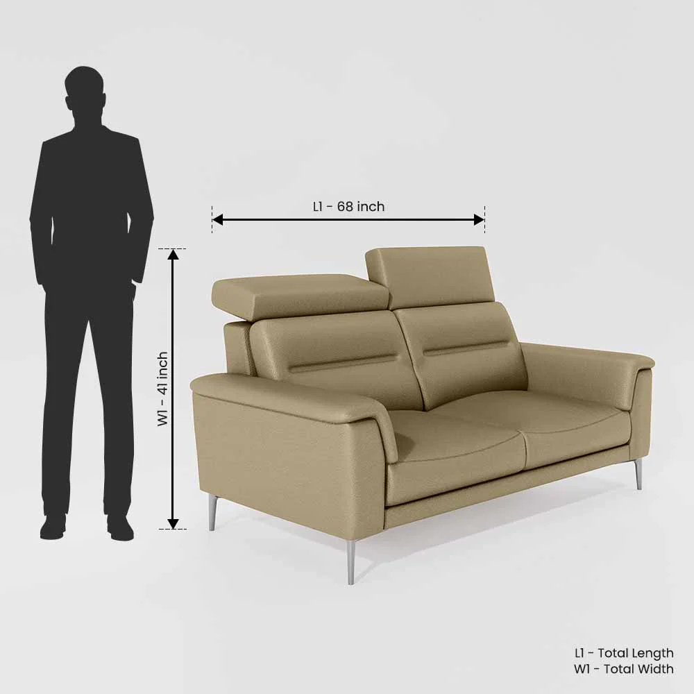 Cresendo 2 Seater Leatherette fabric - Pebble - Image 7