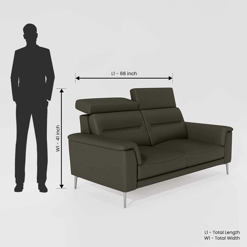 Cresendo 2 Seater Leatherette fabric - Pewter Grey - Image 7