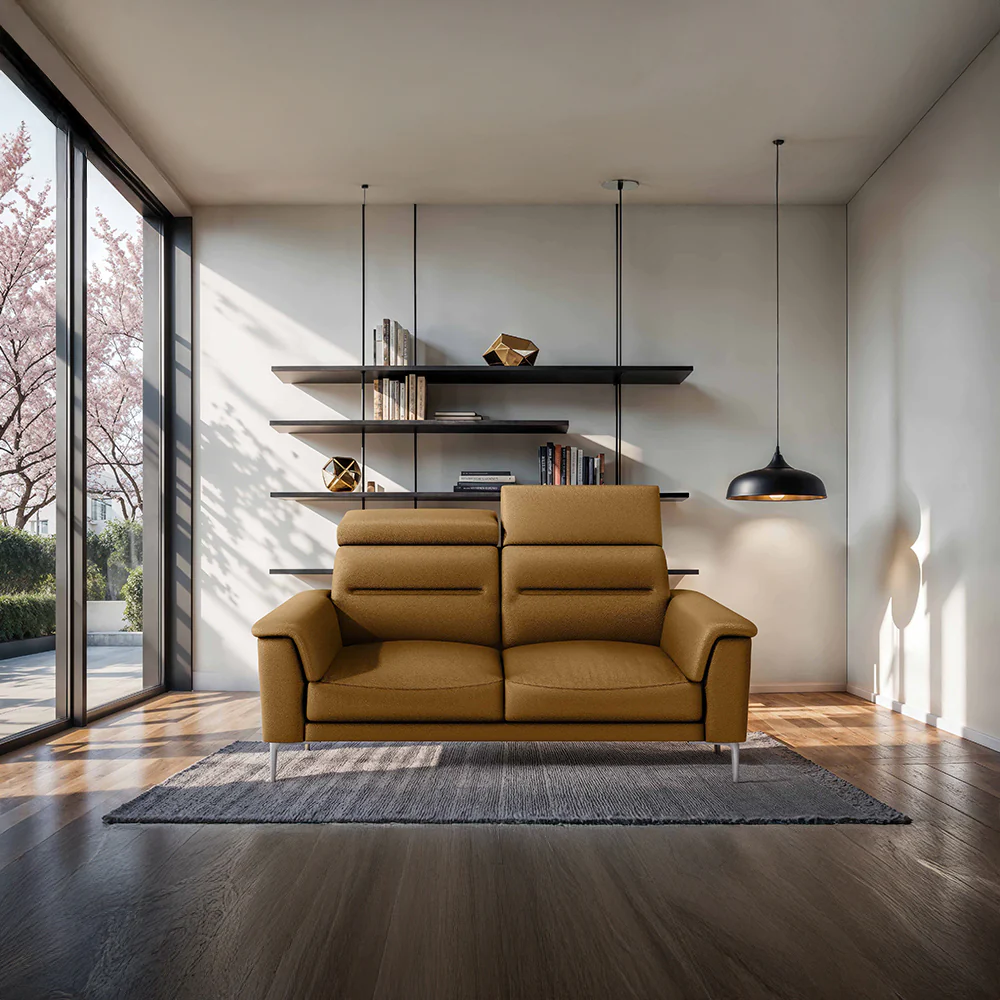 Cresendo 2 Seater Leatherette fabric - Tobacco Brown