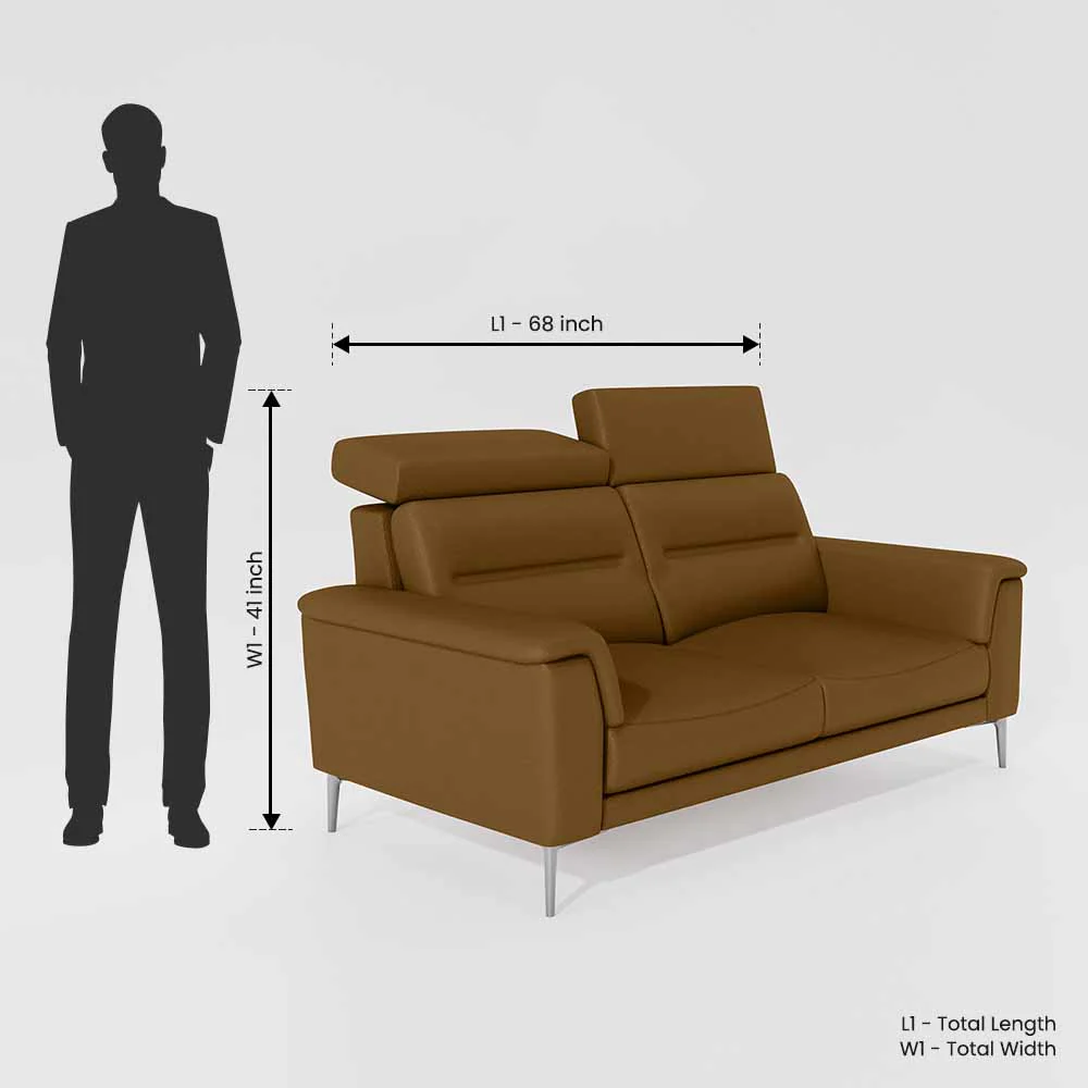 Cresendo 2 Seater Leatherette fabric - Tobacco Brown - Image 7