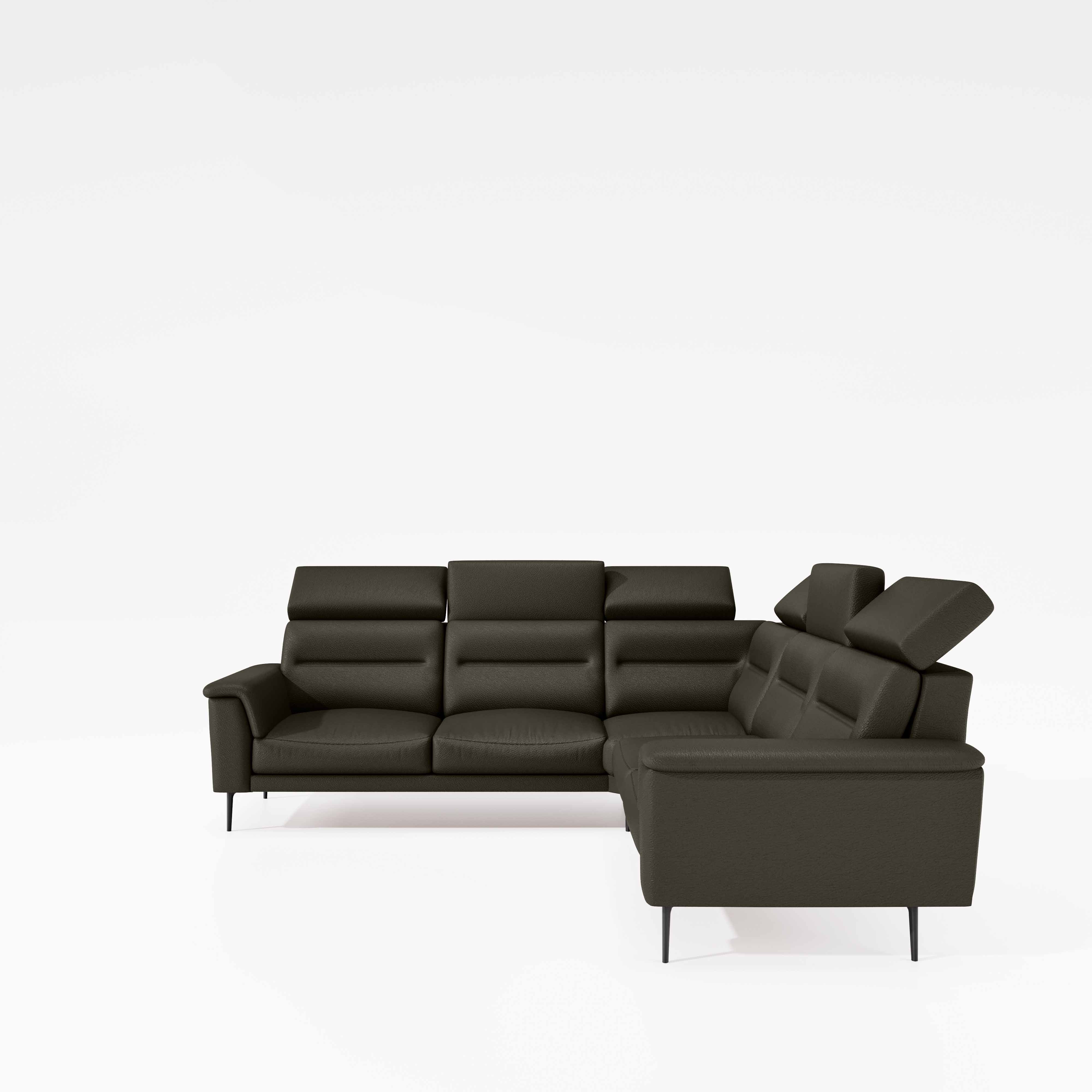 Crescendo 2 Seater + Corner + 2 Seater Leatherette Fabric - Pewter Grey - Image 2