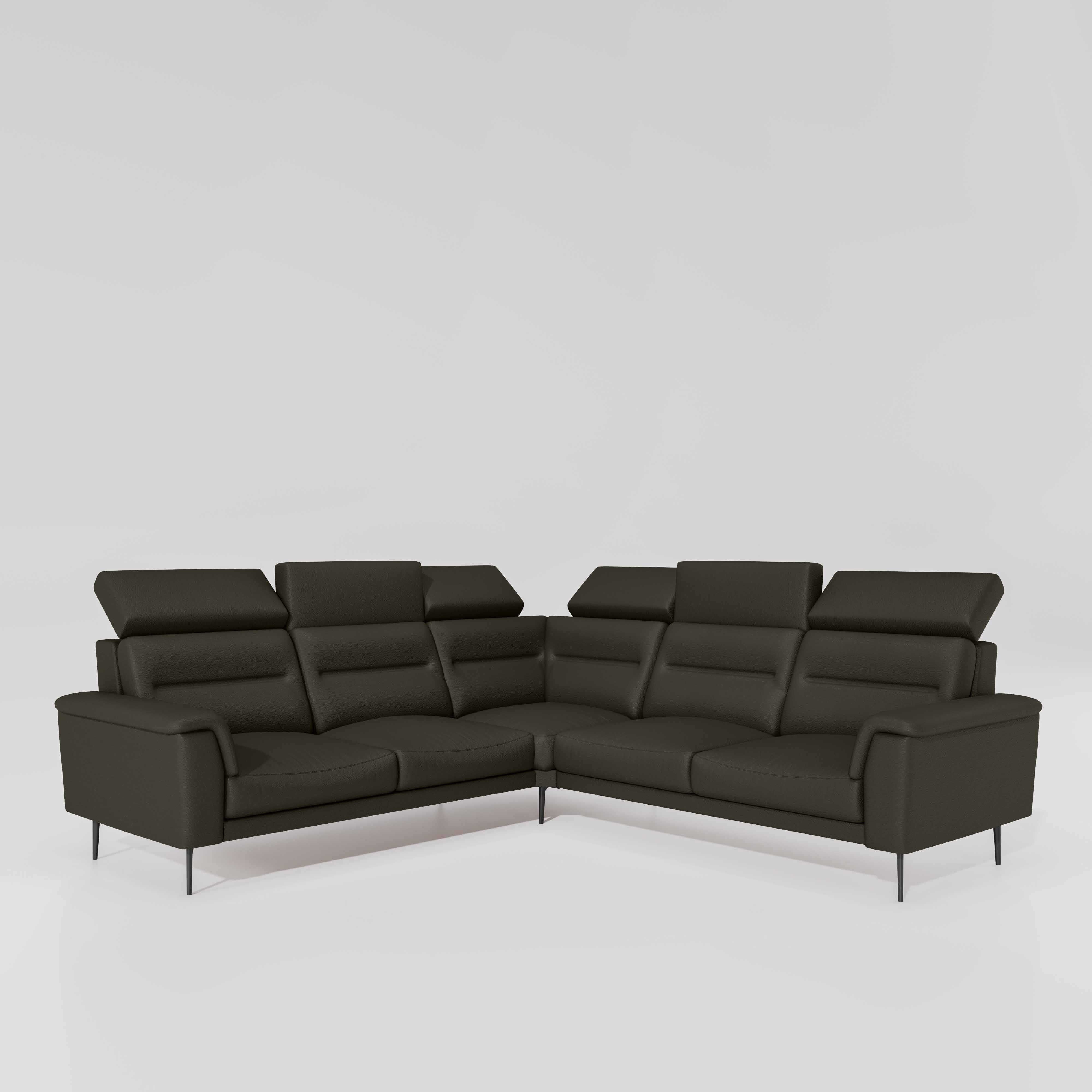 Crescendo 2 Seater + Corner + 2 Seater Leatherette Fabric - Pewter Grey - Image 3