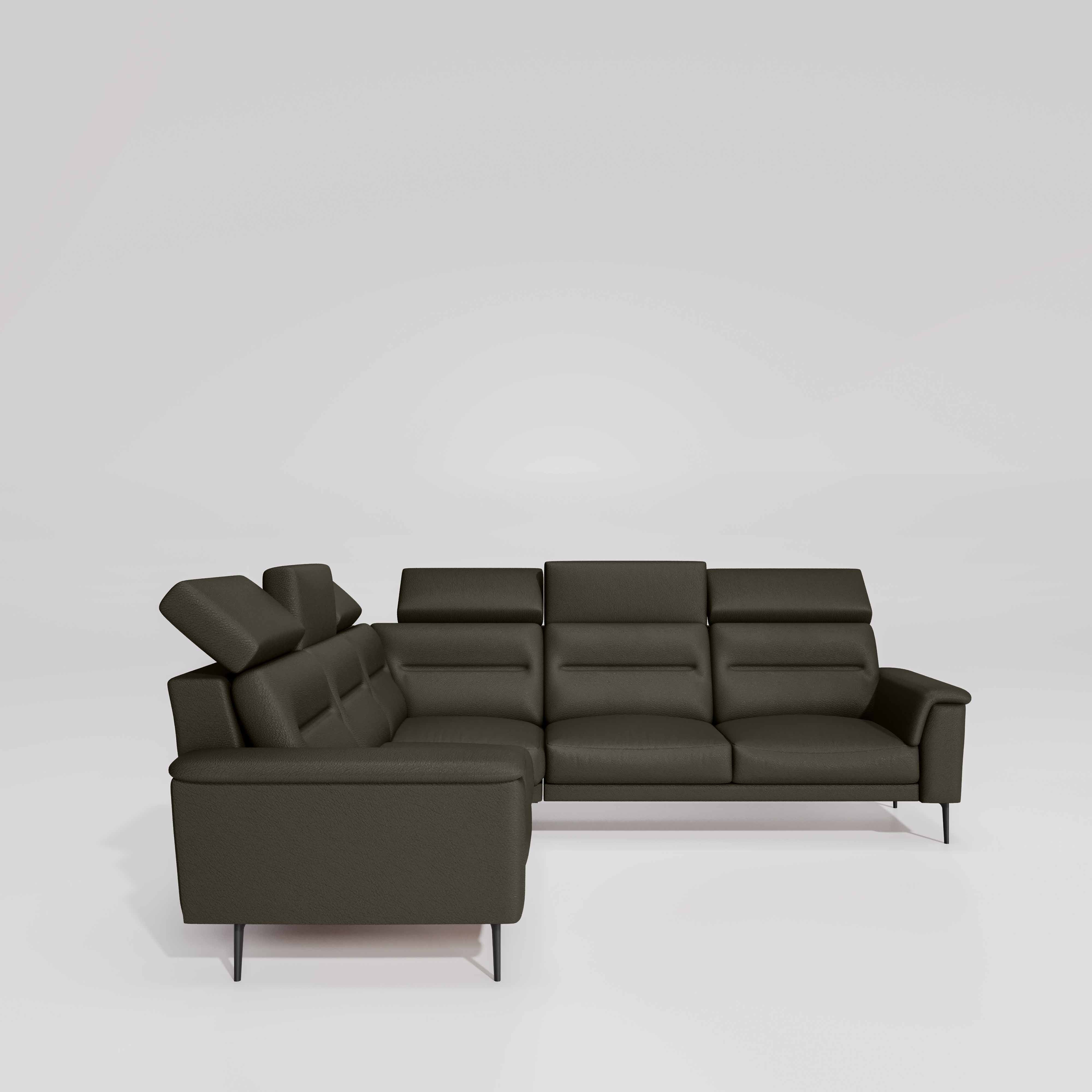 Crescendo 2 Seater + Corner + 2 Seater Leatherette Fabric - Pewter Grey - Image 5