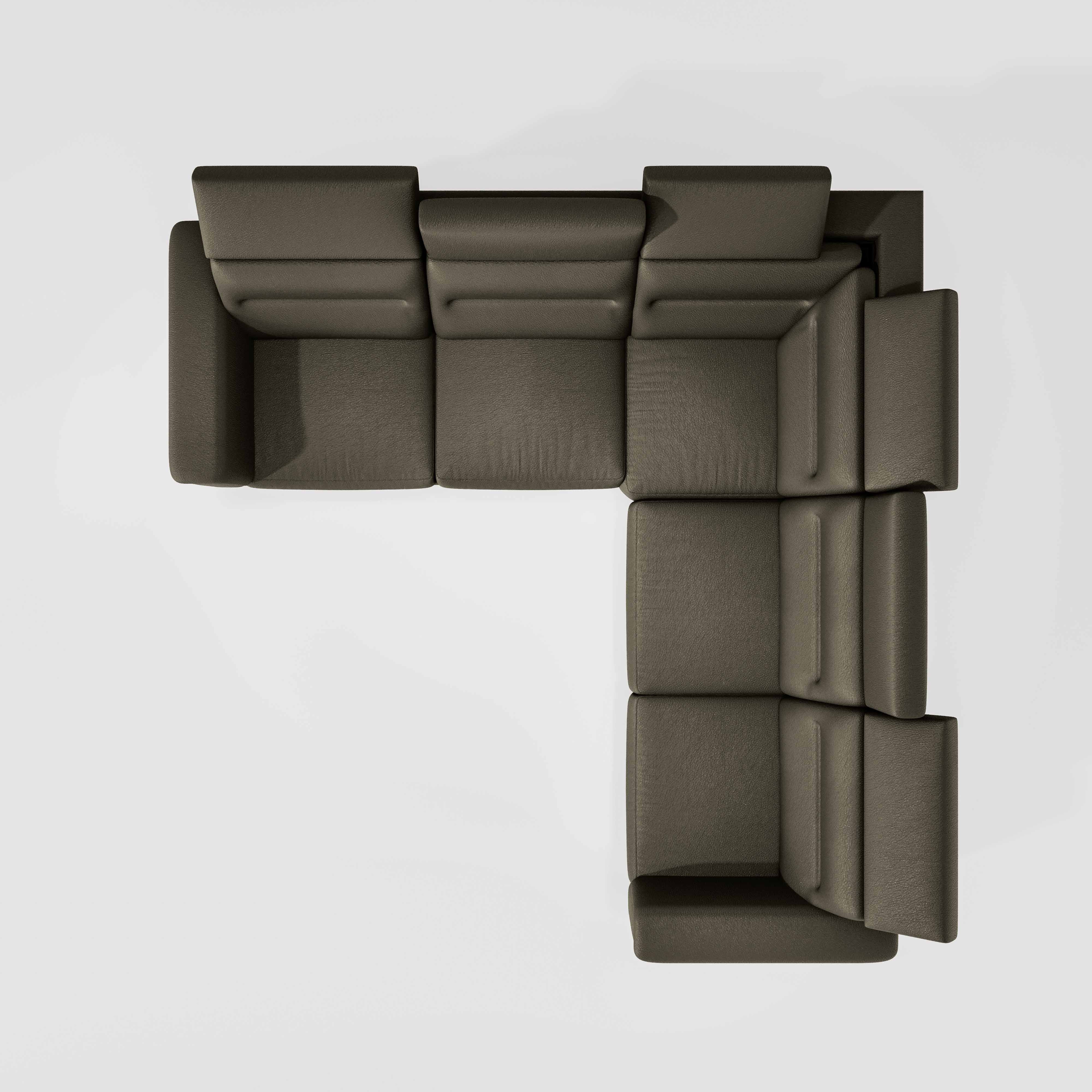 Crescendo 2 Seater + Corner + 2 Seater Leatherette Fabric - Pewter Grey - Image 6