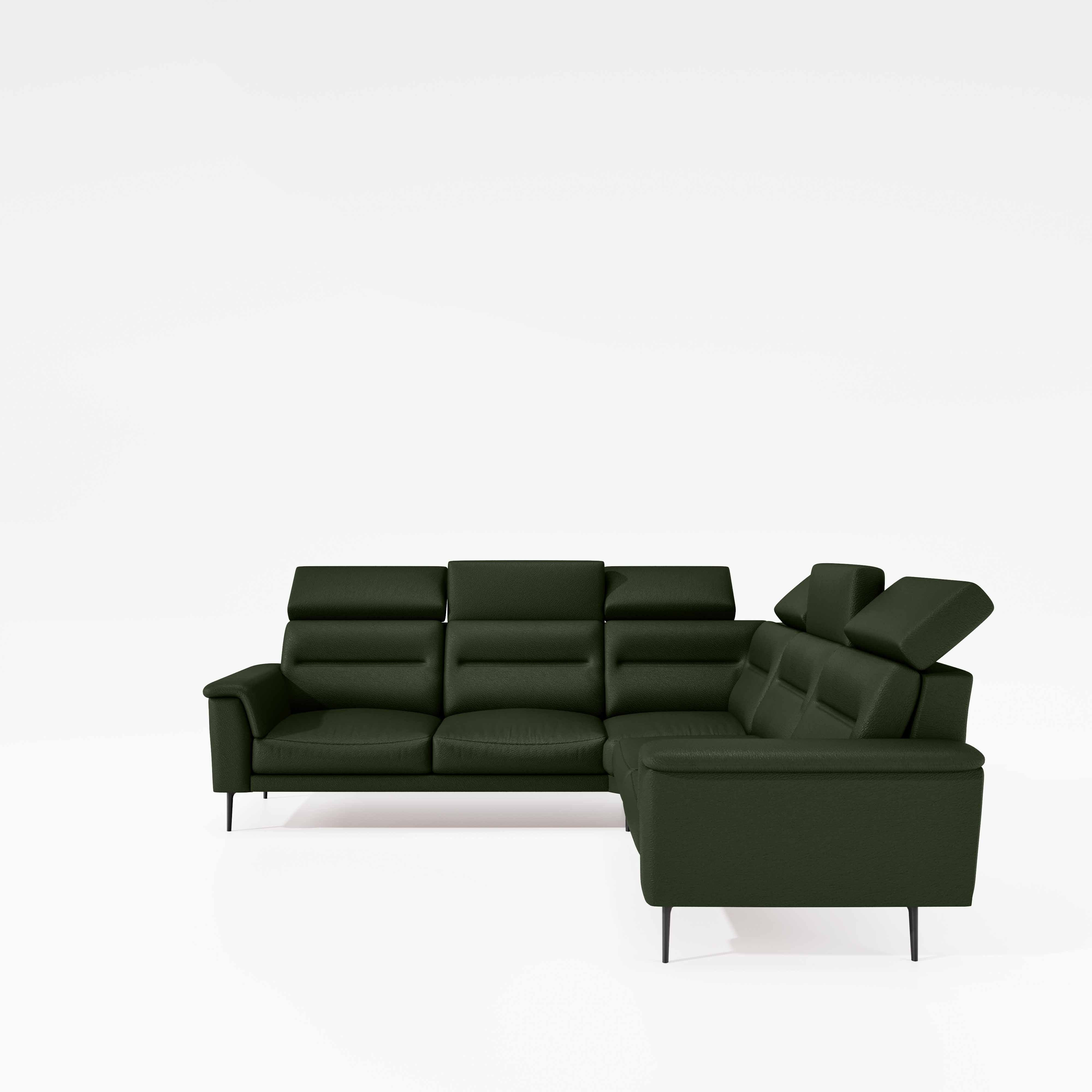 Crescendo 2 Seater + Corner + 2 Seater Leatherette Fabric - Black Forest - Image 2