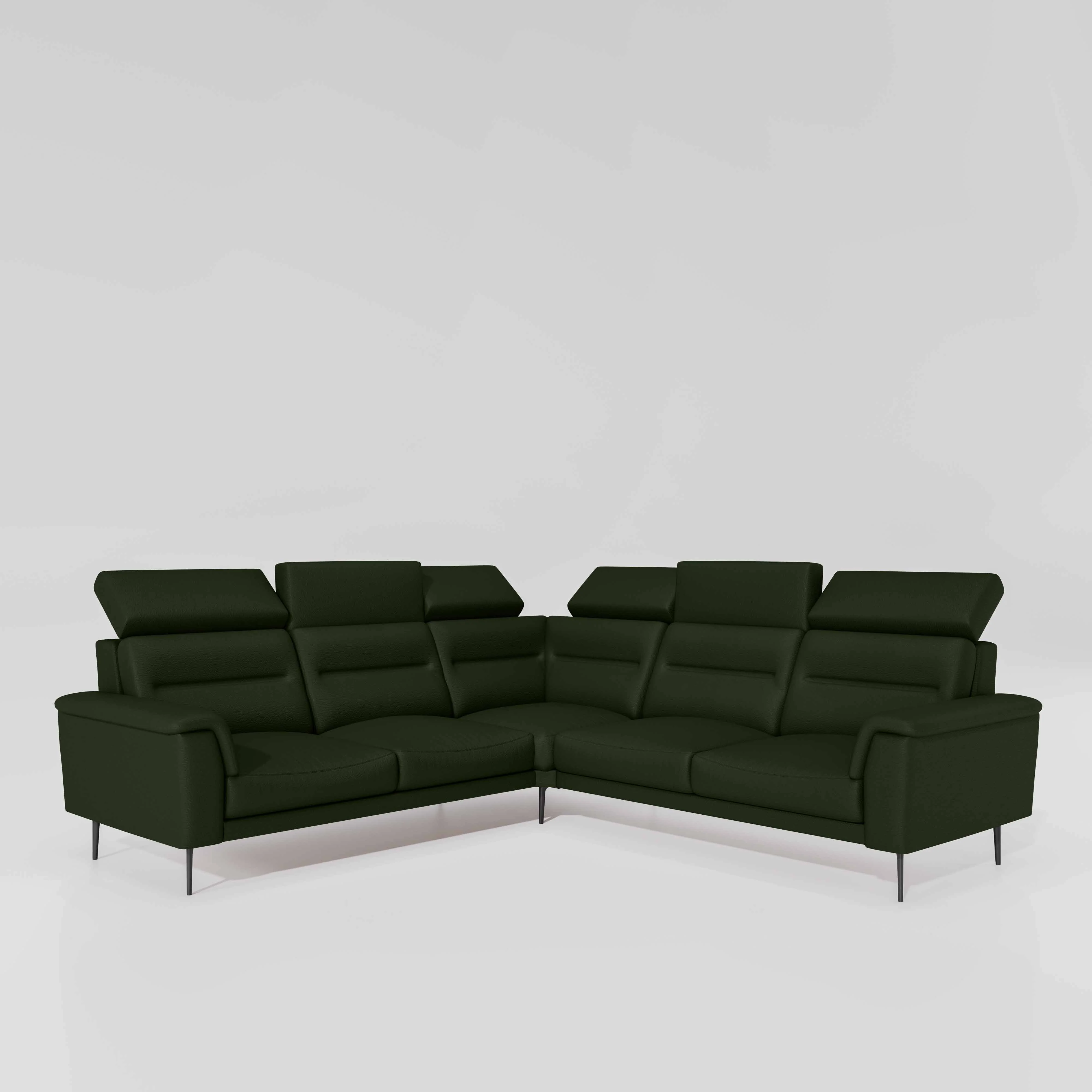Crescendo 2 Seater + Corner + 2 Seater Leatherette Fabric - Black Forest - Image 3