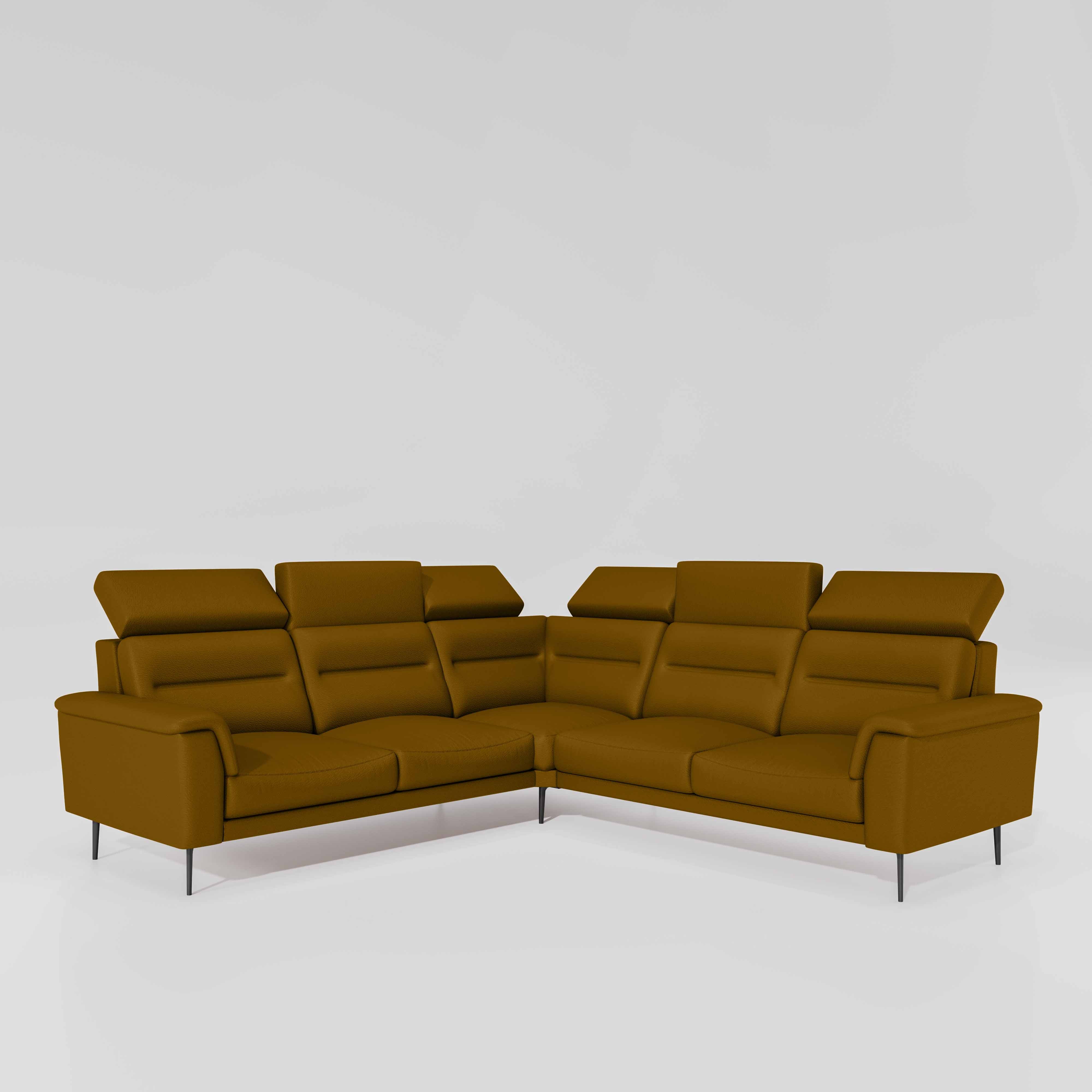Crescendo 2 Seater + Corner + 2 Seater Leatherette Fabric - Golden Orange - Image 3