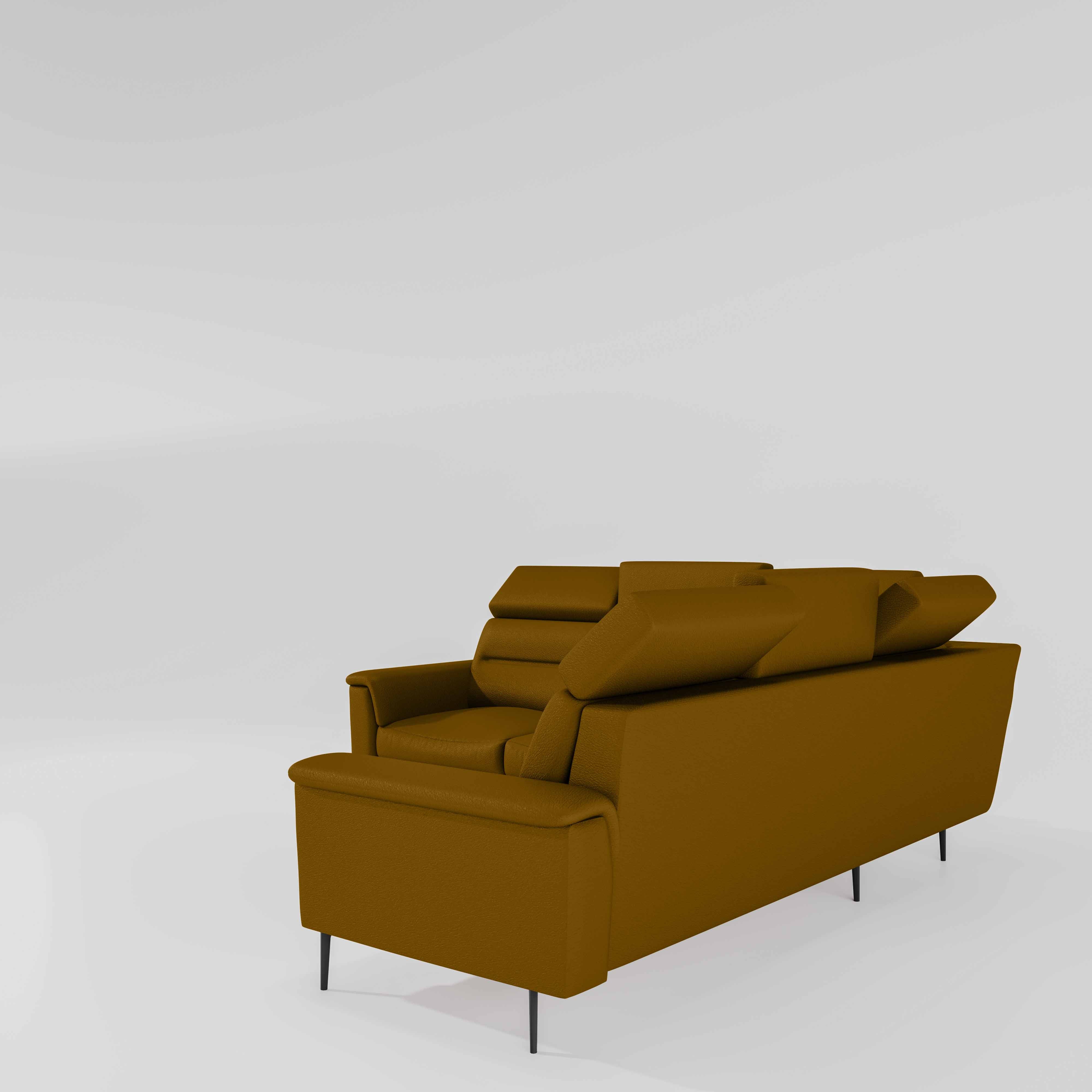 Crescendo 2 Seater + Corner + 2 Seater Leatherette Fabric - Golden Orange - Image 4
