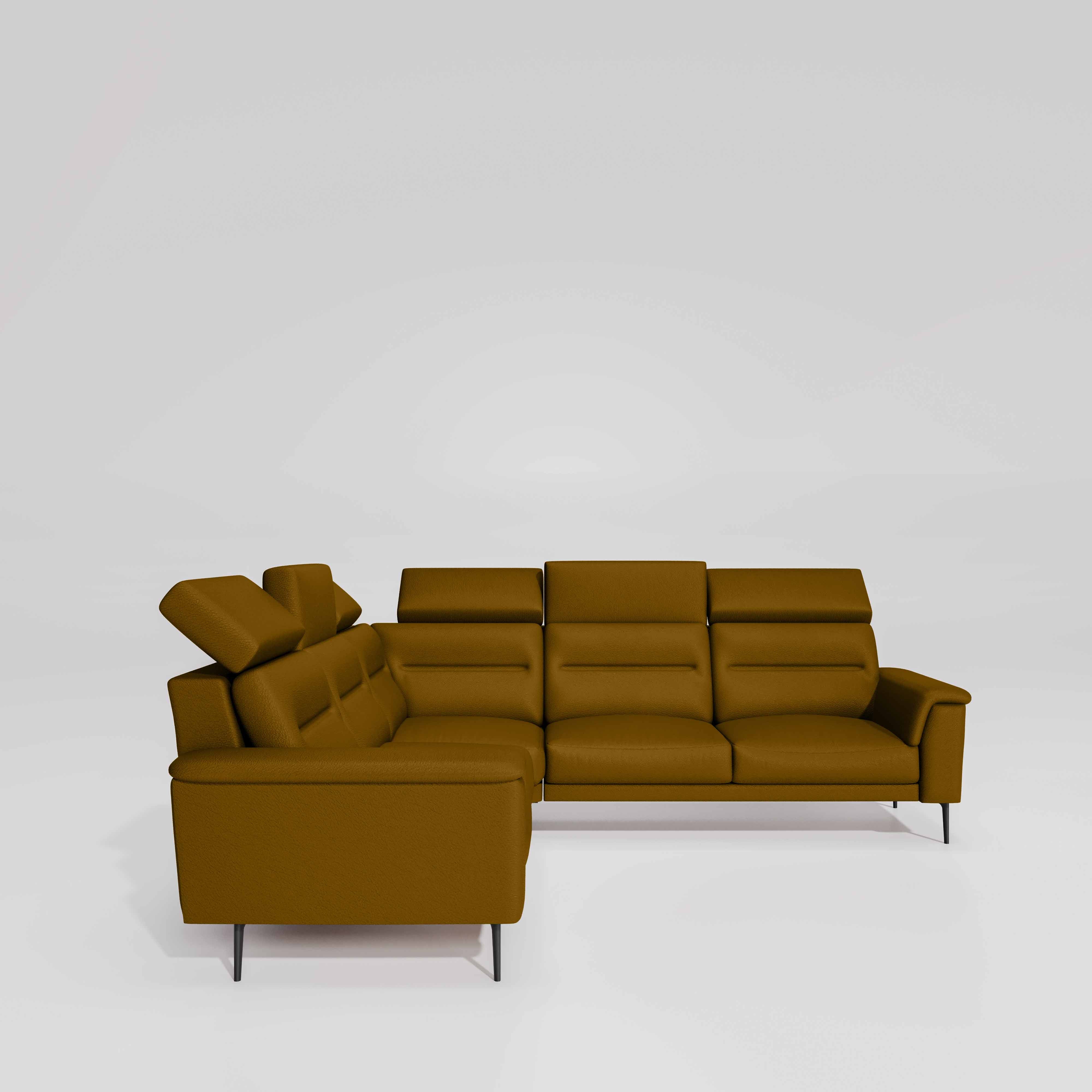 Crescendo 2 Seater + Corner + 2 Seater Leatherette Fabric - Golden Orange - Image 5