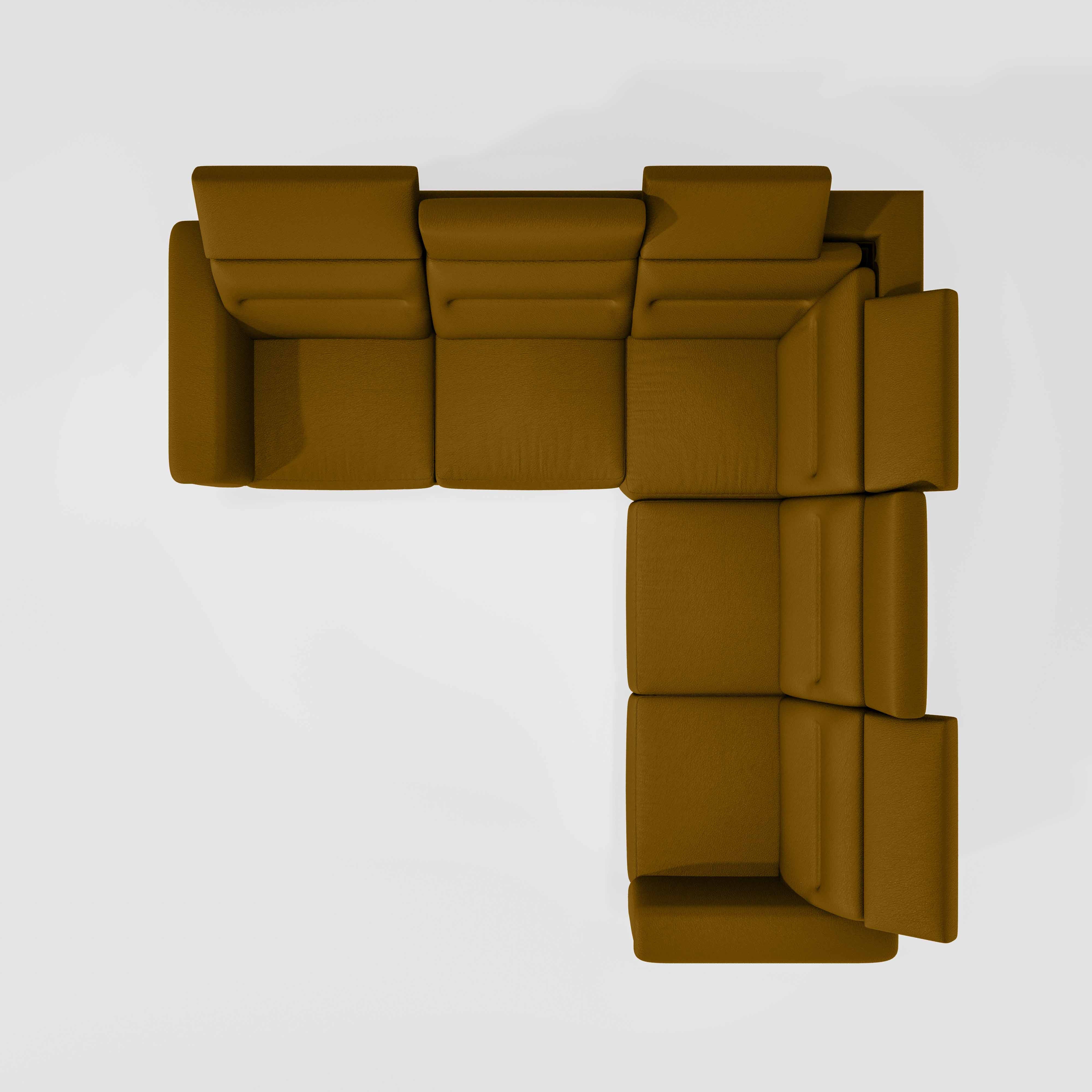 Crescendo 2 Seater + Corner + 2 Seater Leatherette Fabric - Golden Orange - Image 6