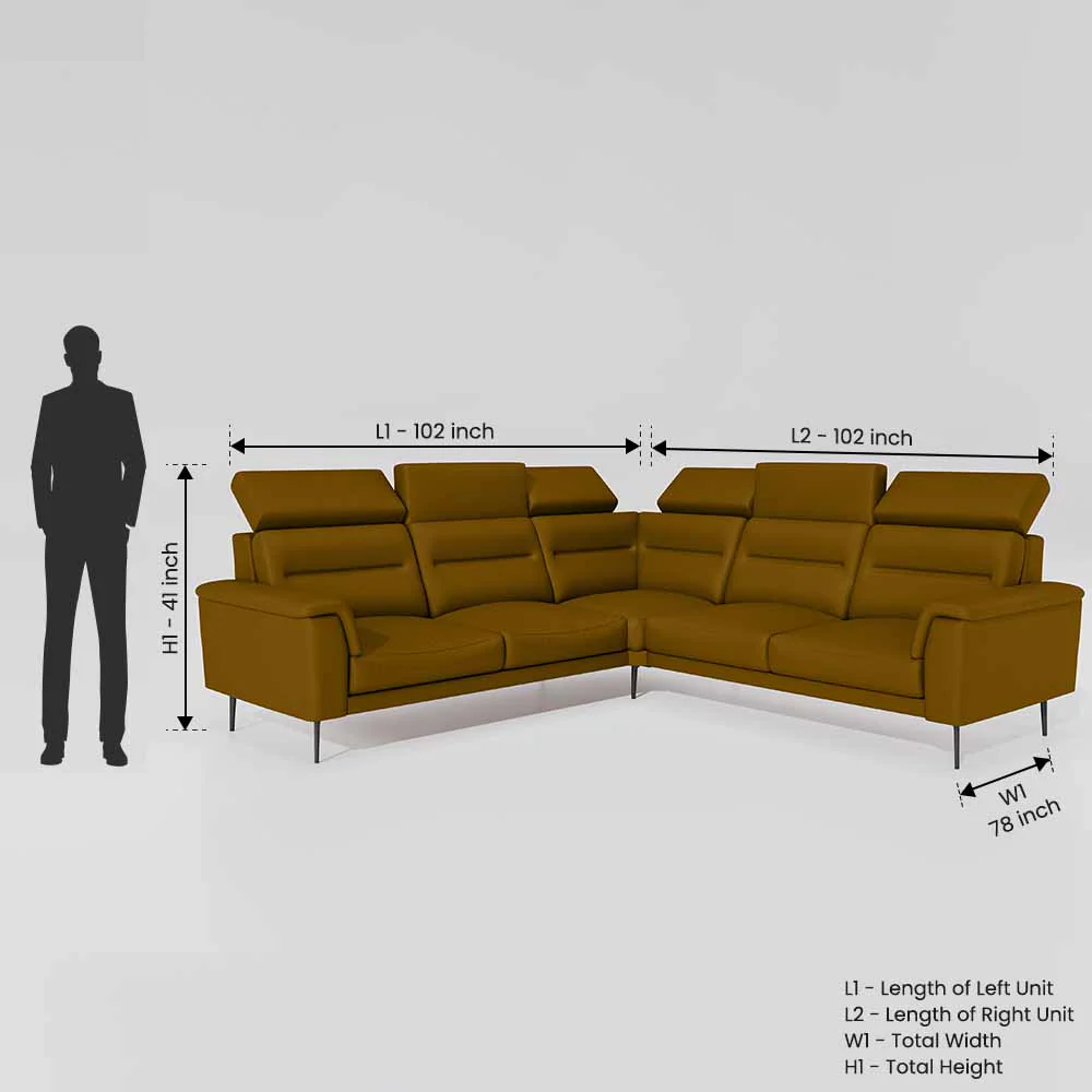 Crescendo 2 Seater + Corner + 2 Seater Leatherette Fabric - Golden Orange - Image 7