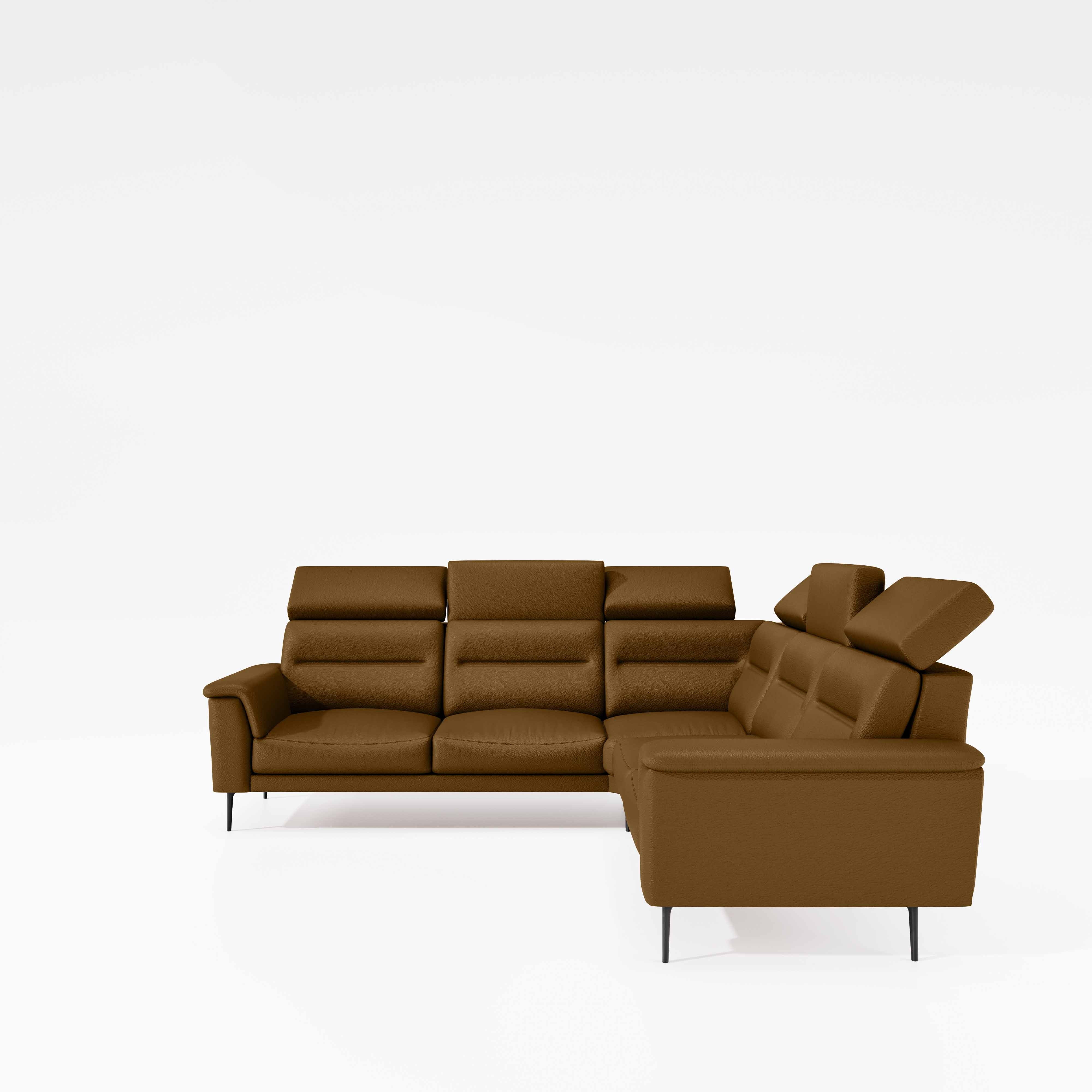 Crescendo 2 Seater + Corner + 2 Seater Leatherette Fabric - Tobacco Brown - Image 2
