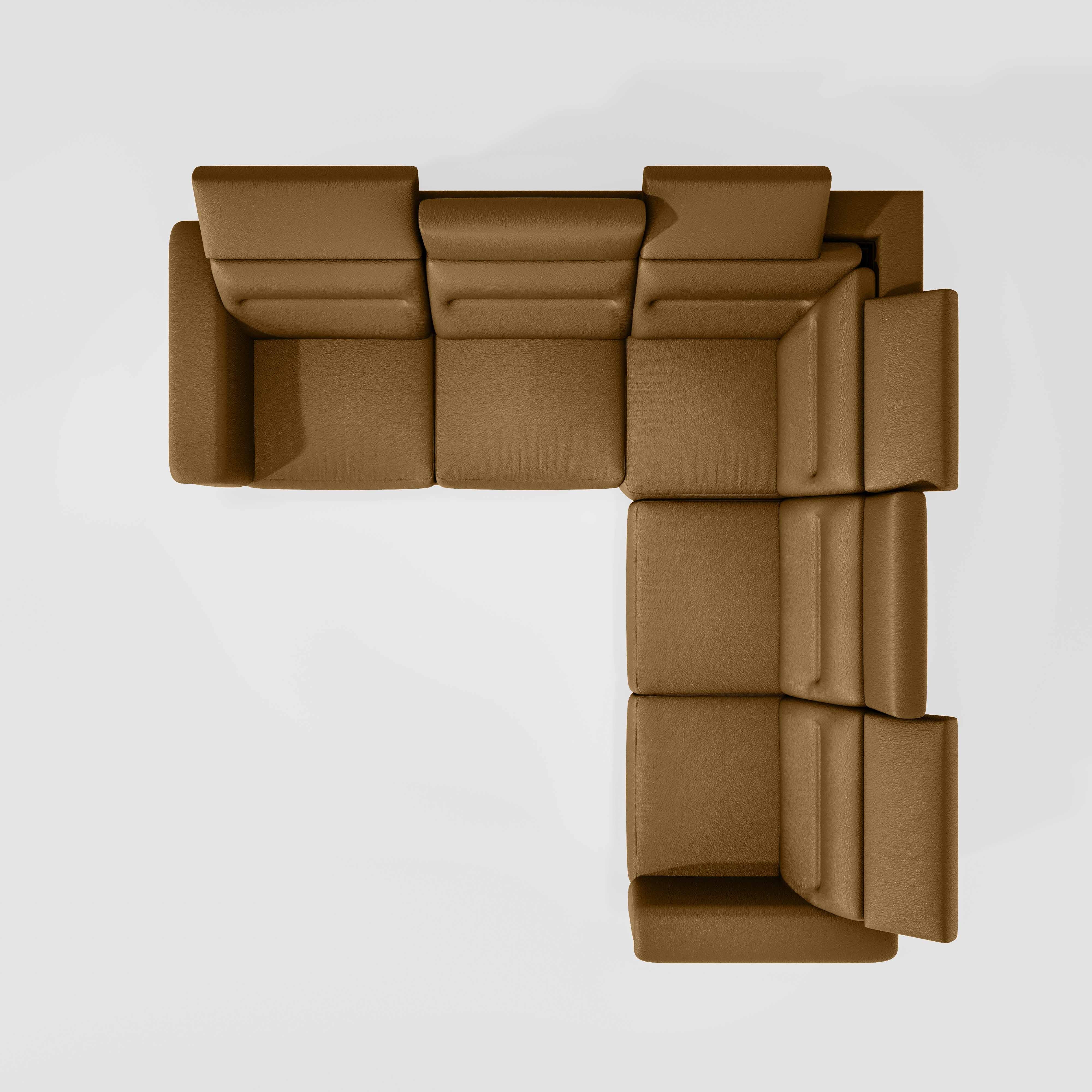 Crescendo 2 Seater + Corner + 2 Seater Leatherette Fabric - Tobacco Brown - Image 6