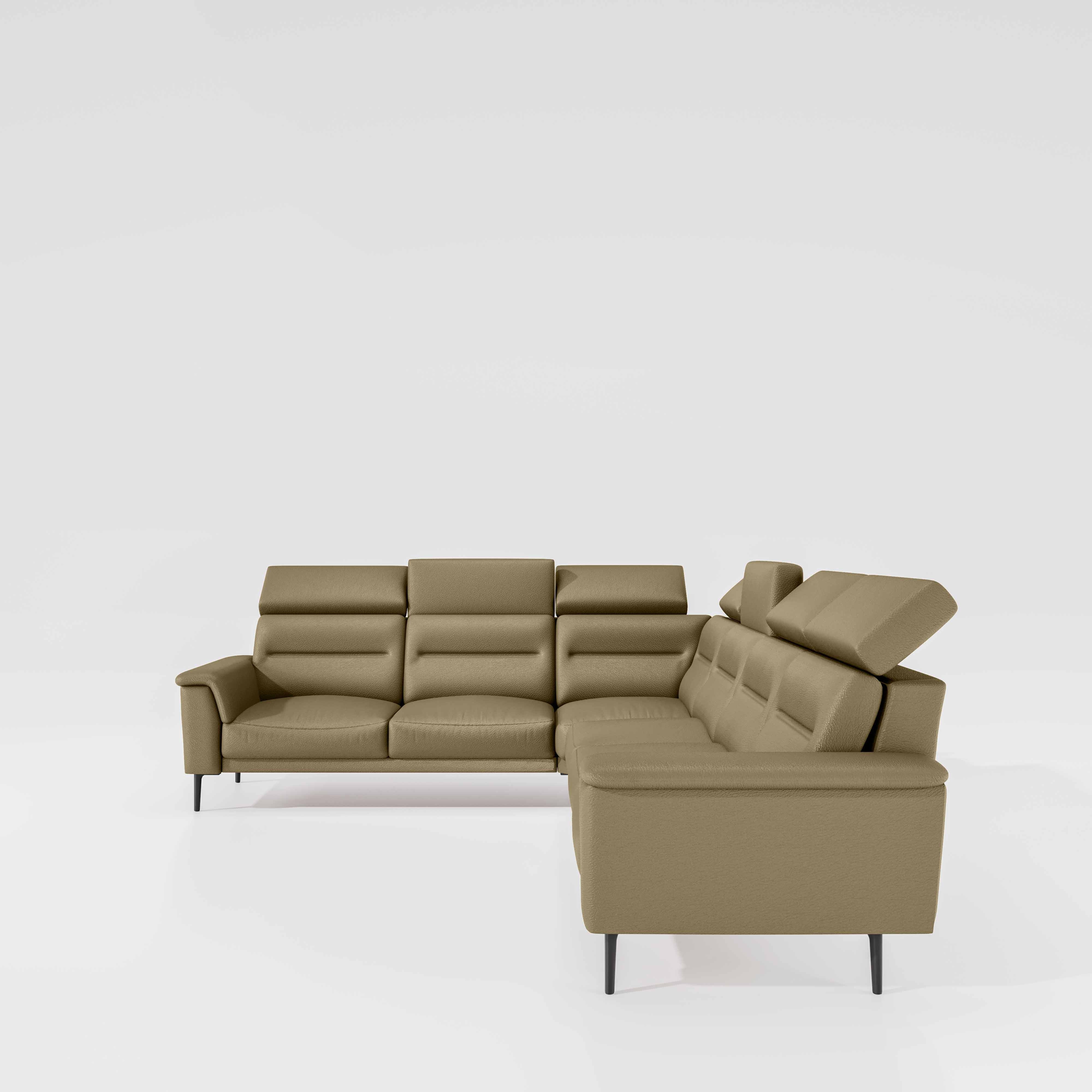 Crescendo 2 Seater + Corner + 3 Seater Leatherette Fabric - Pebble - Image 2