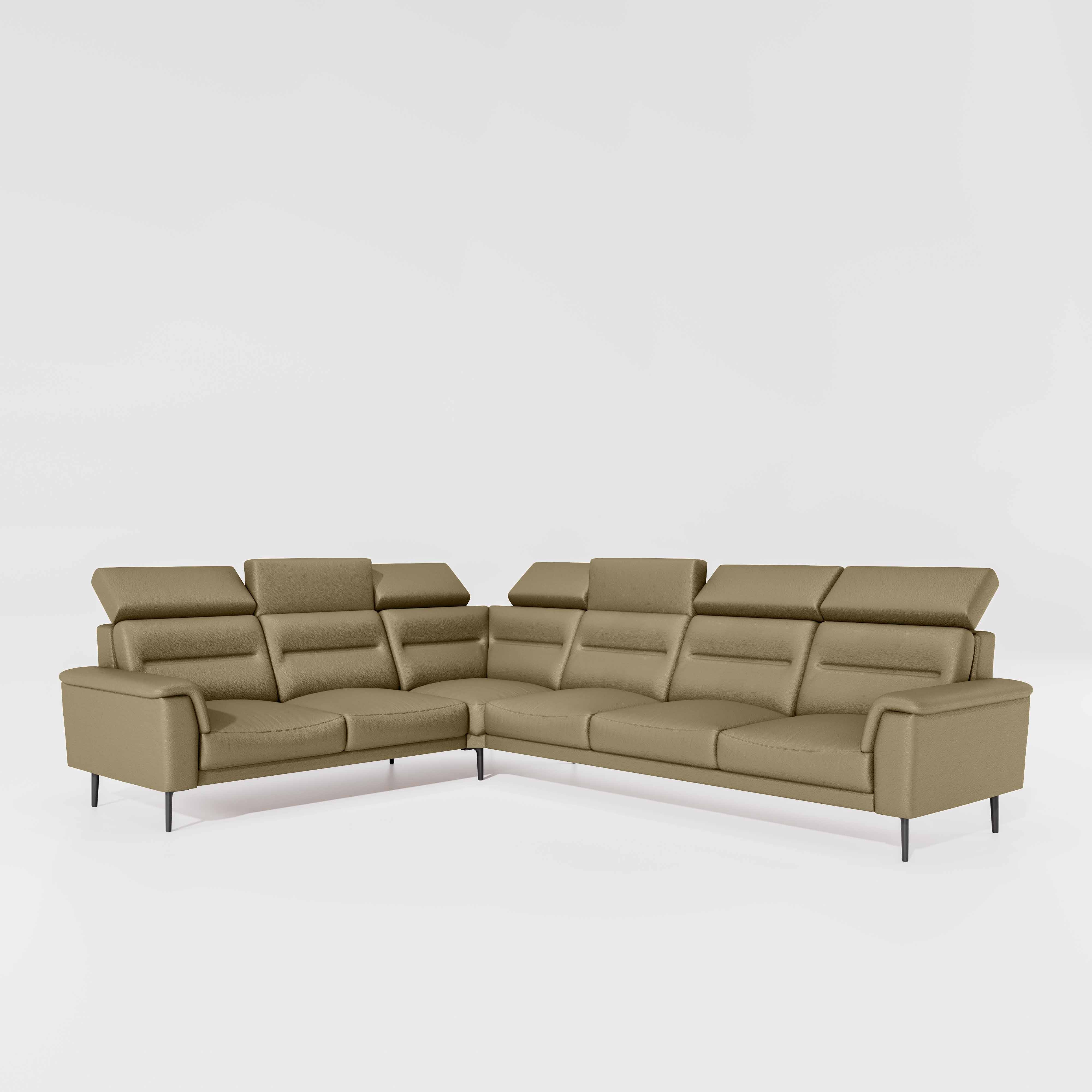Crescendo 2 Seater + Corner + 3 Seater Leatherette Fabric - Pebble - Image 3