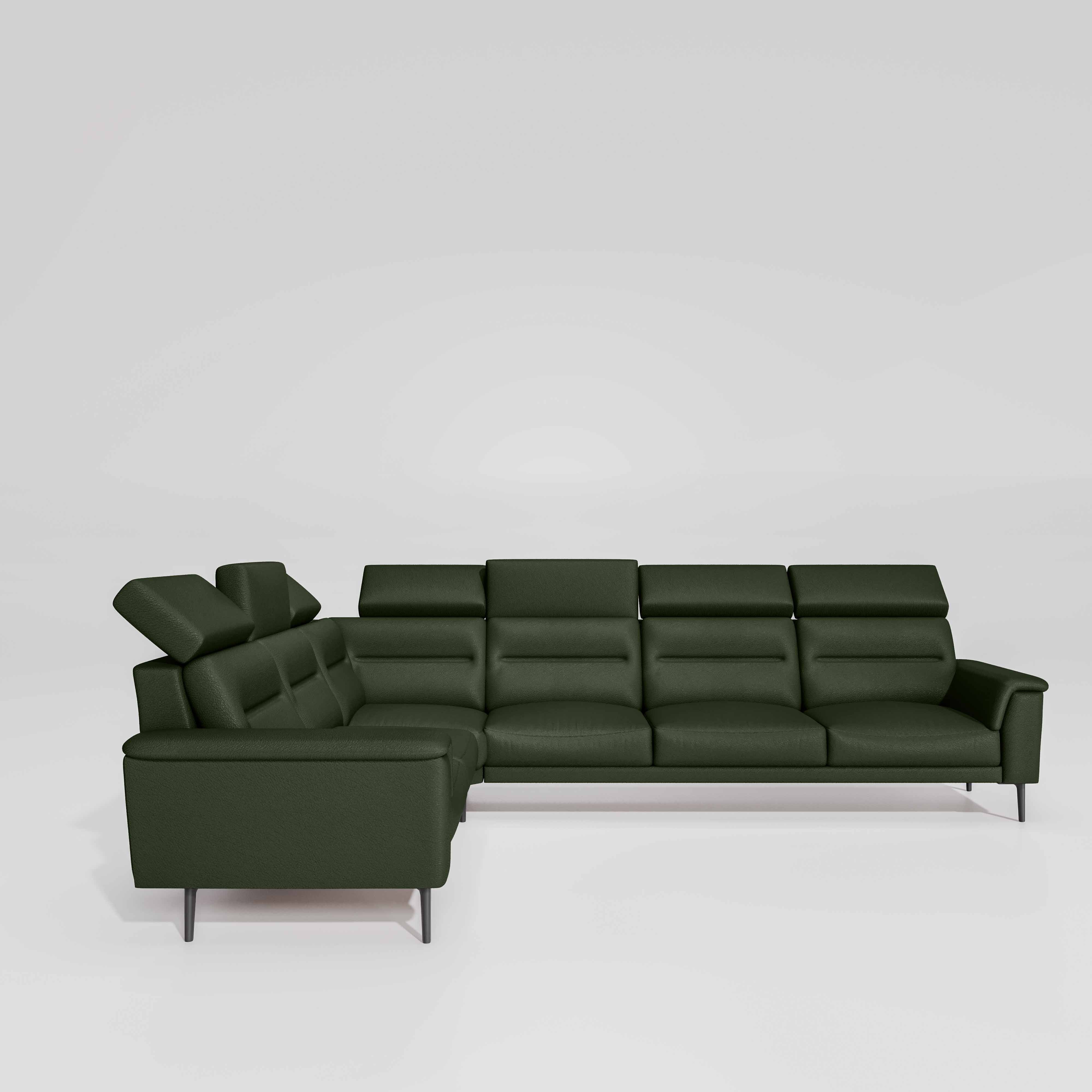 Crescendo 2 Seater + Corner + 3 Seater Leatherette Fabric - Black Forest - Image 5
