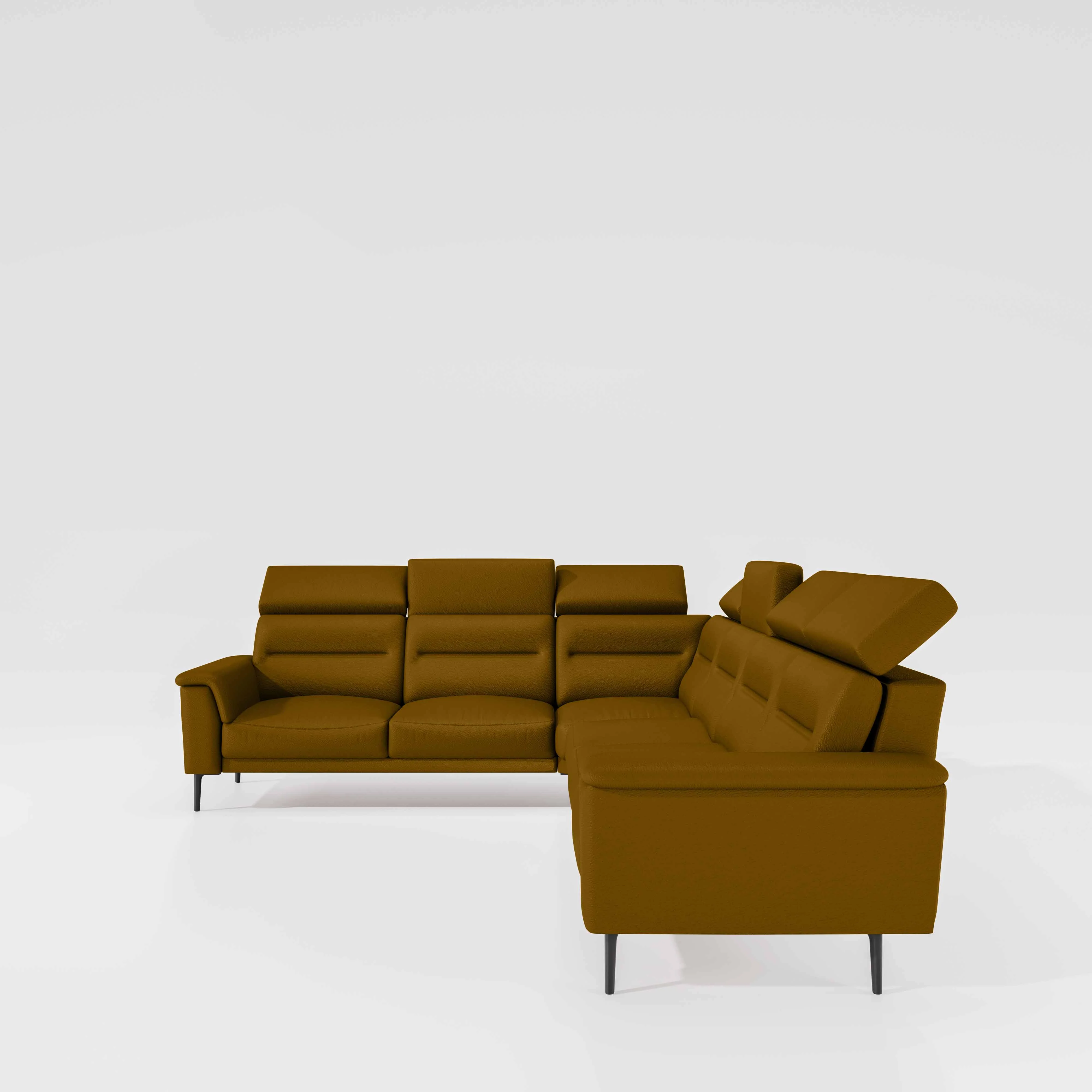 Crescendo 2 Seater + Corner + 3 Seater Leatherette Fabric - Golden Orange - Image 2