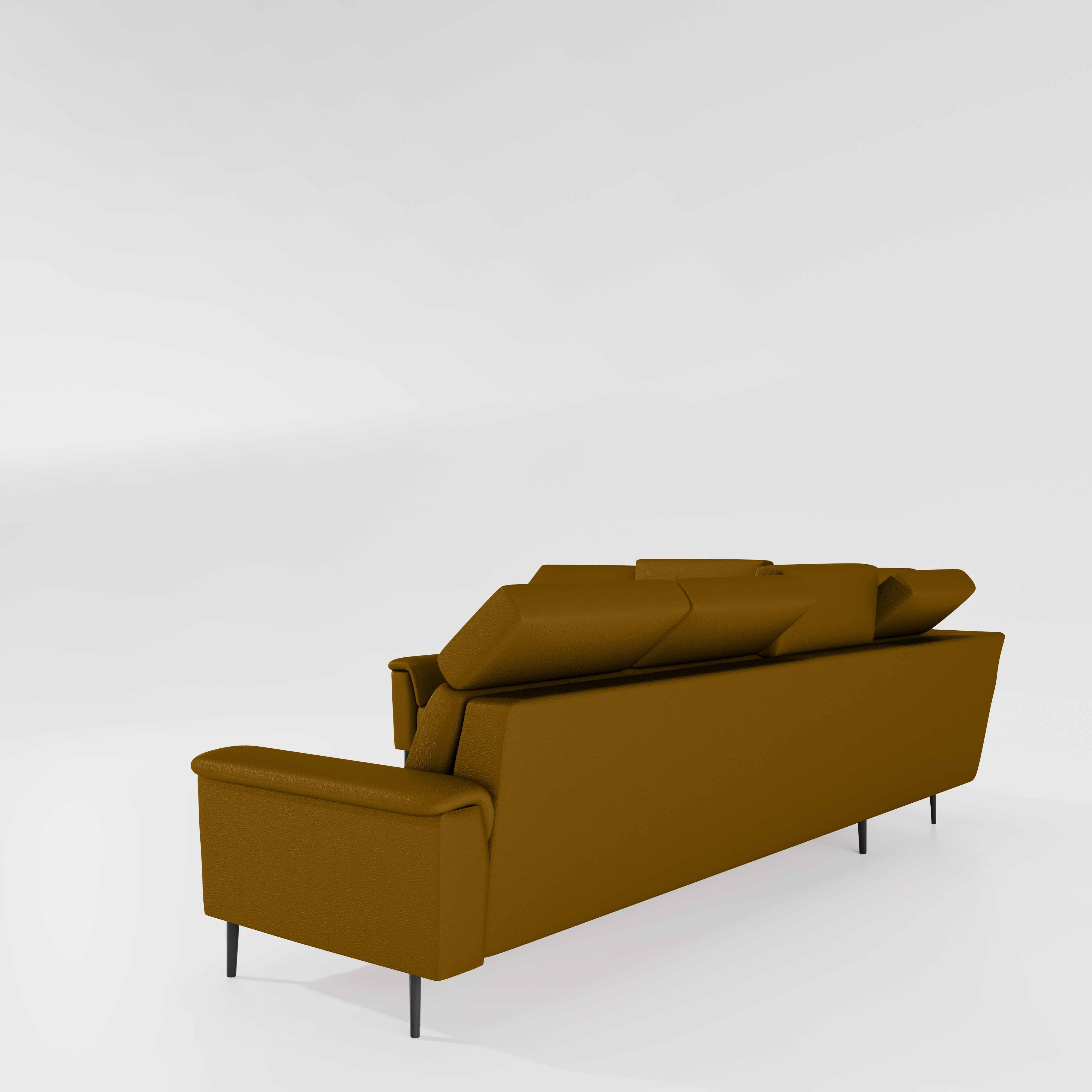 Crescendo 2 Seater + Corner + 3 Seater Leatherette Fabric - Golden Orange - Image 4