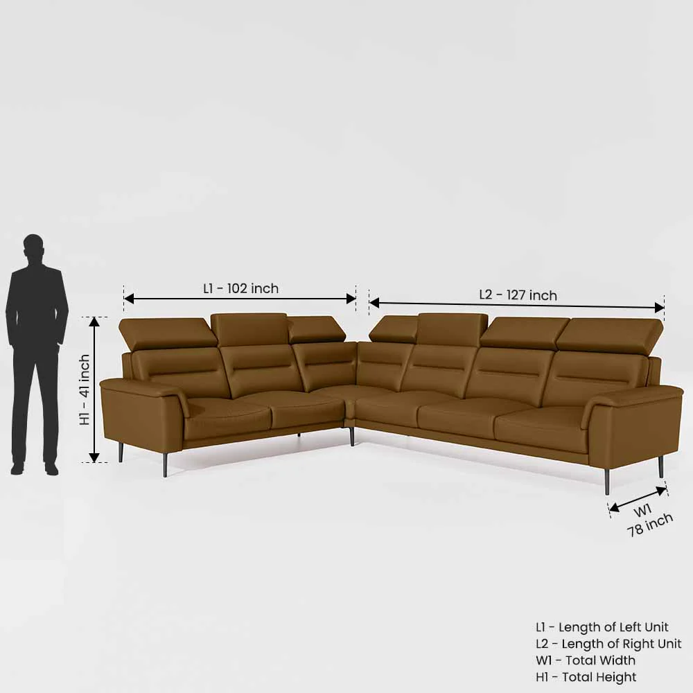 Crescendo 2 Seater + Corner + 3 Seater Leatherette Fabric - Tobacco Brown - Image 7