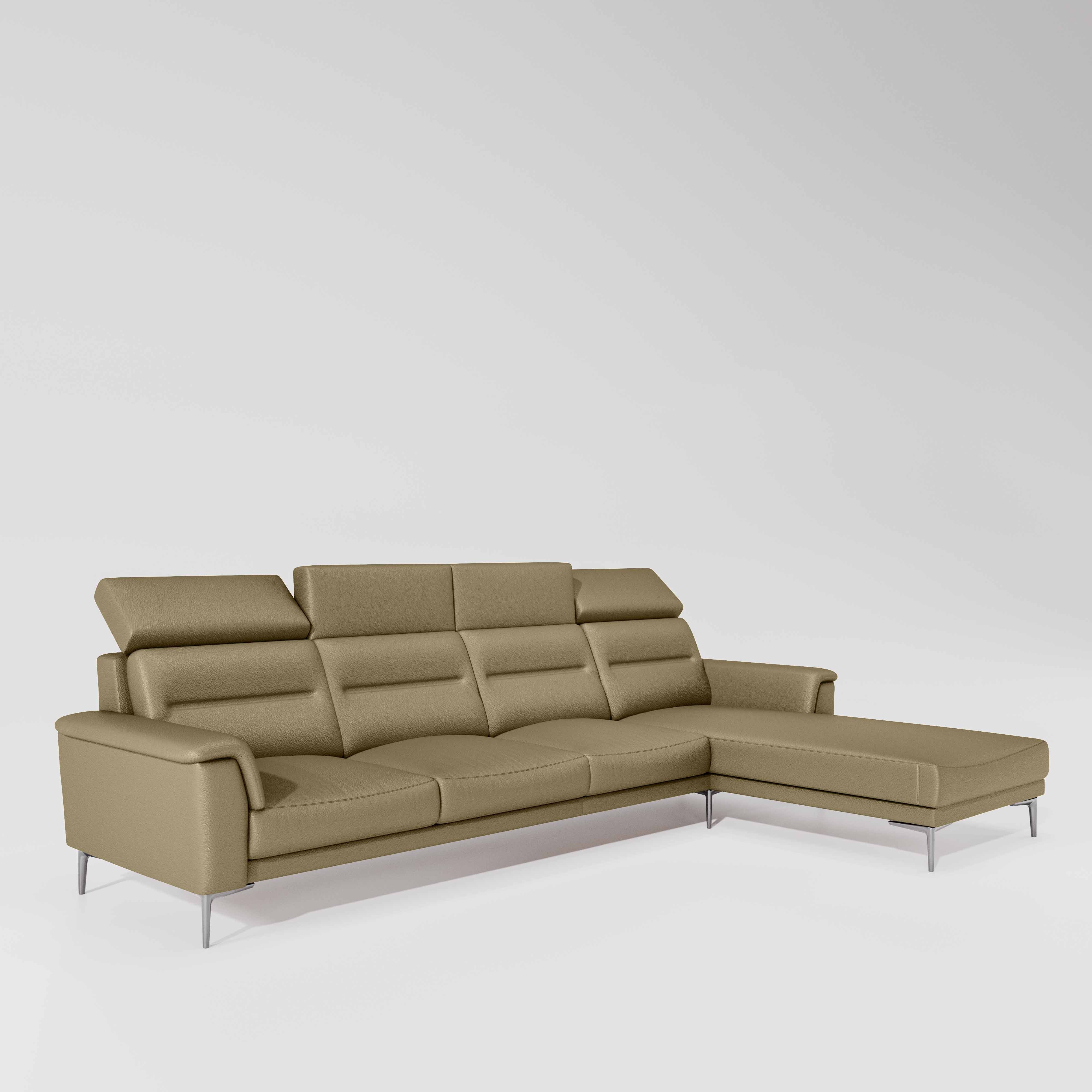 Cresendo 3 Seater with LH Lounger Leatherette fabric - Pebble - Image 3