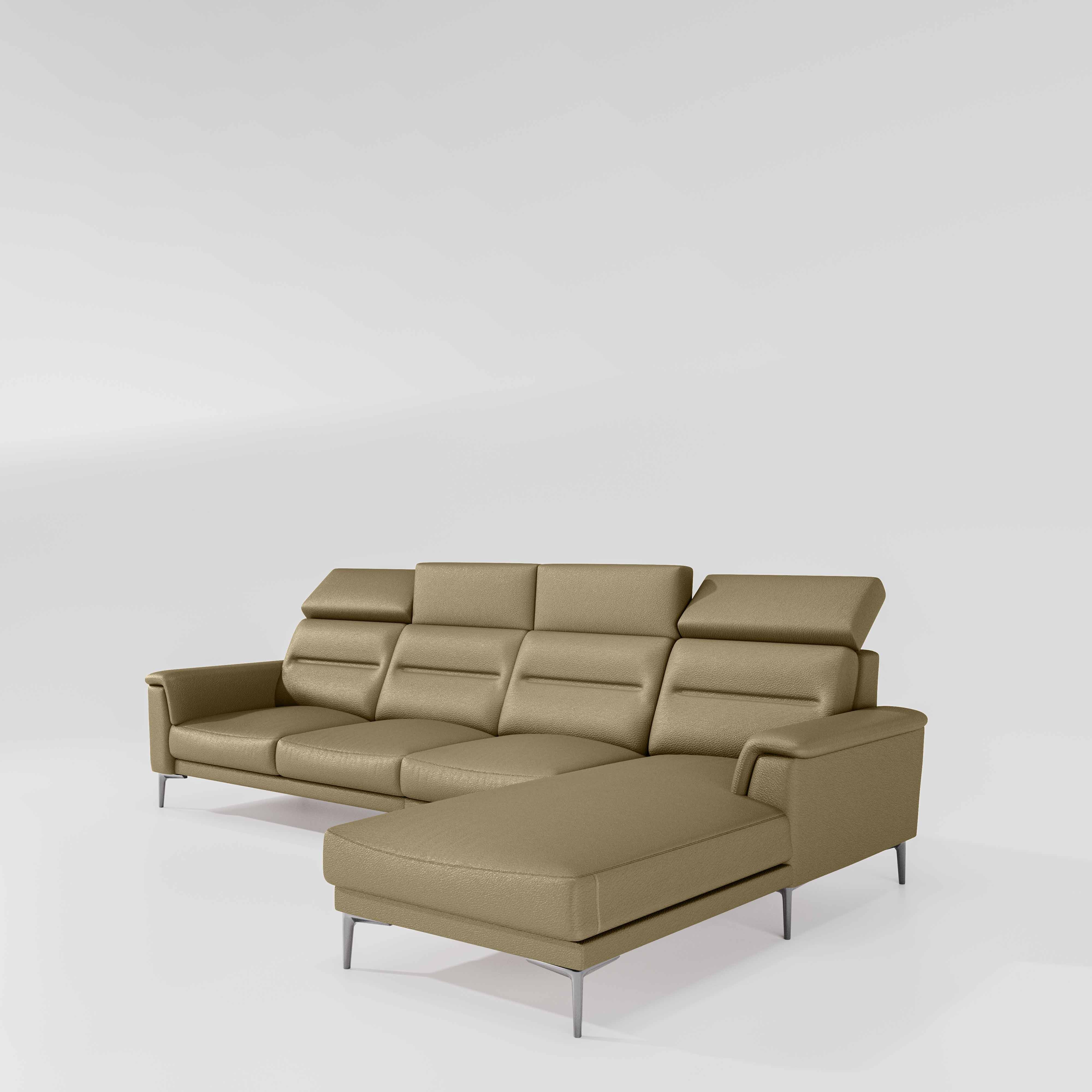 Cresendo 3 Seater with LH Lounger Leatherette fabric - Pebble - Image 4