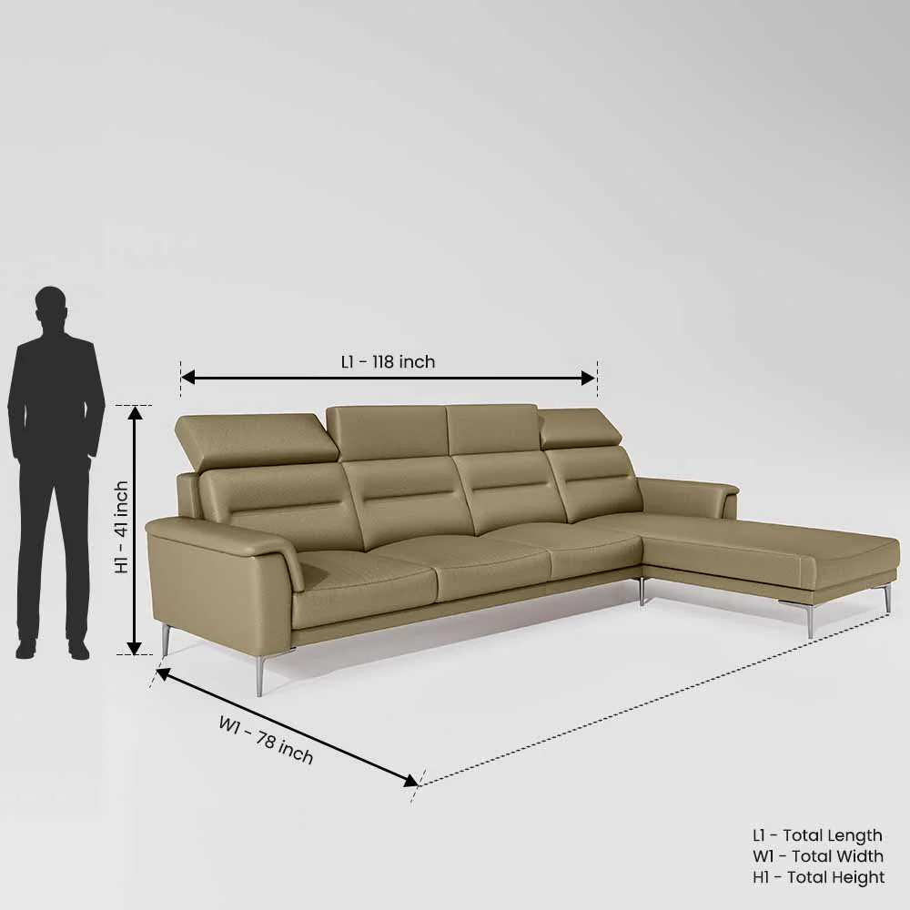 Cresendo 3 Seater with LH Lounger Leatherette fabric - Pebble - Image 7