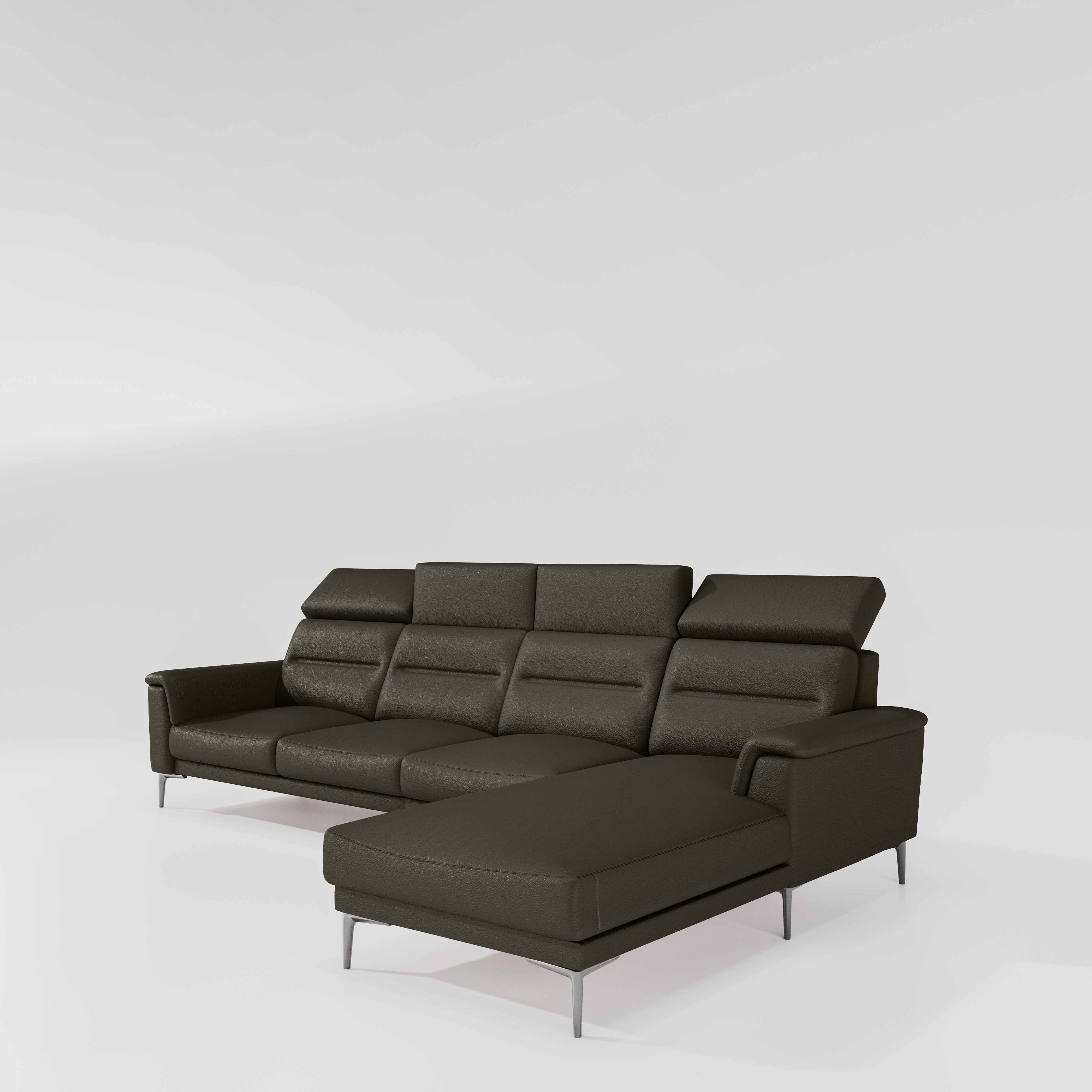 Cresendo 3 Seater with LH Lounger Leatherette fabric - Pewter Grey - Image 6