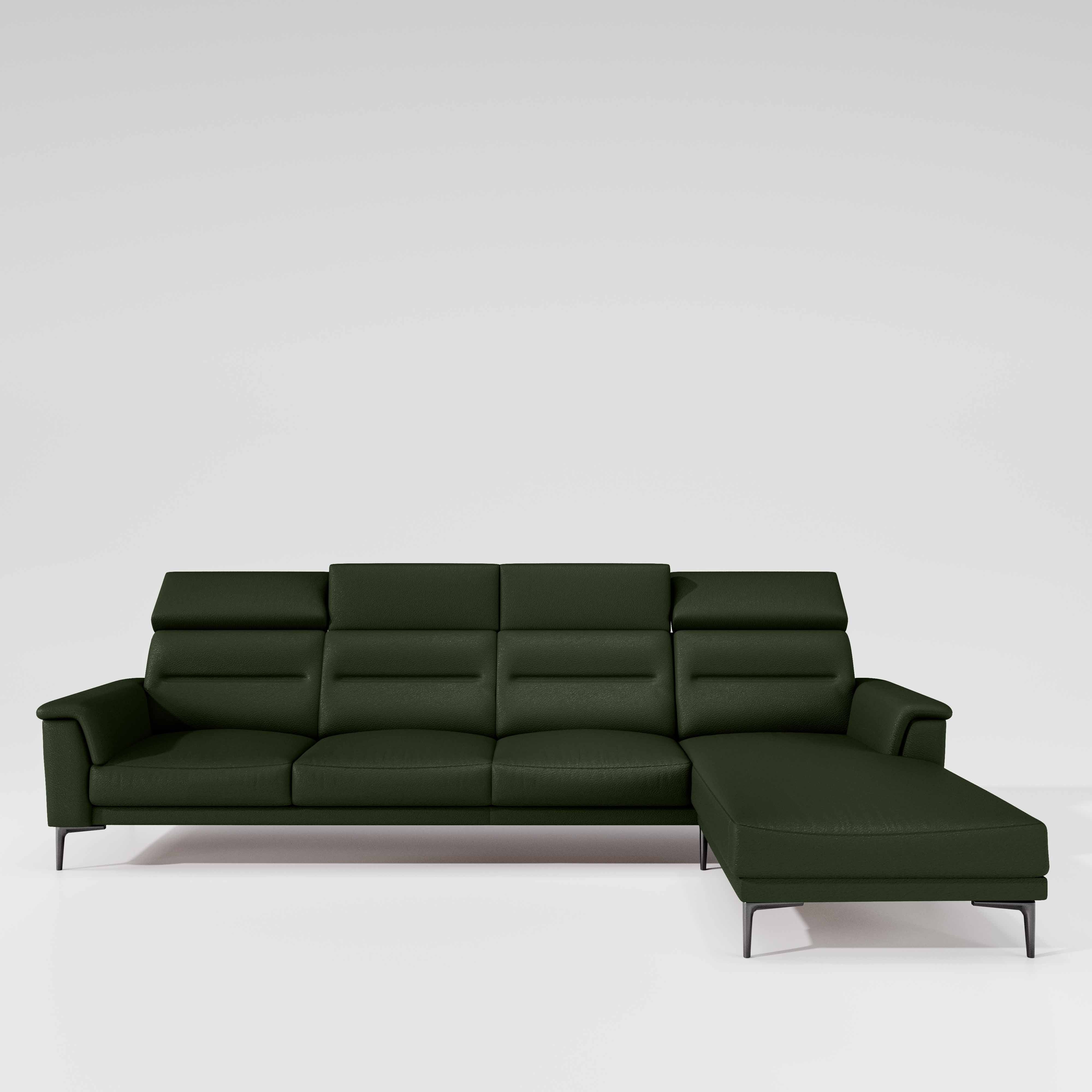 Cresendo 3 Seater with LH Lounger Leatherette fabric - Black Forest - Image 2