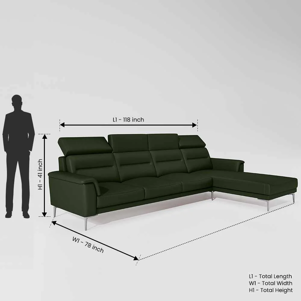Cresendo 3 Seater with LH Lounger Leatherette fabric - Black Forest - Image 3
