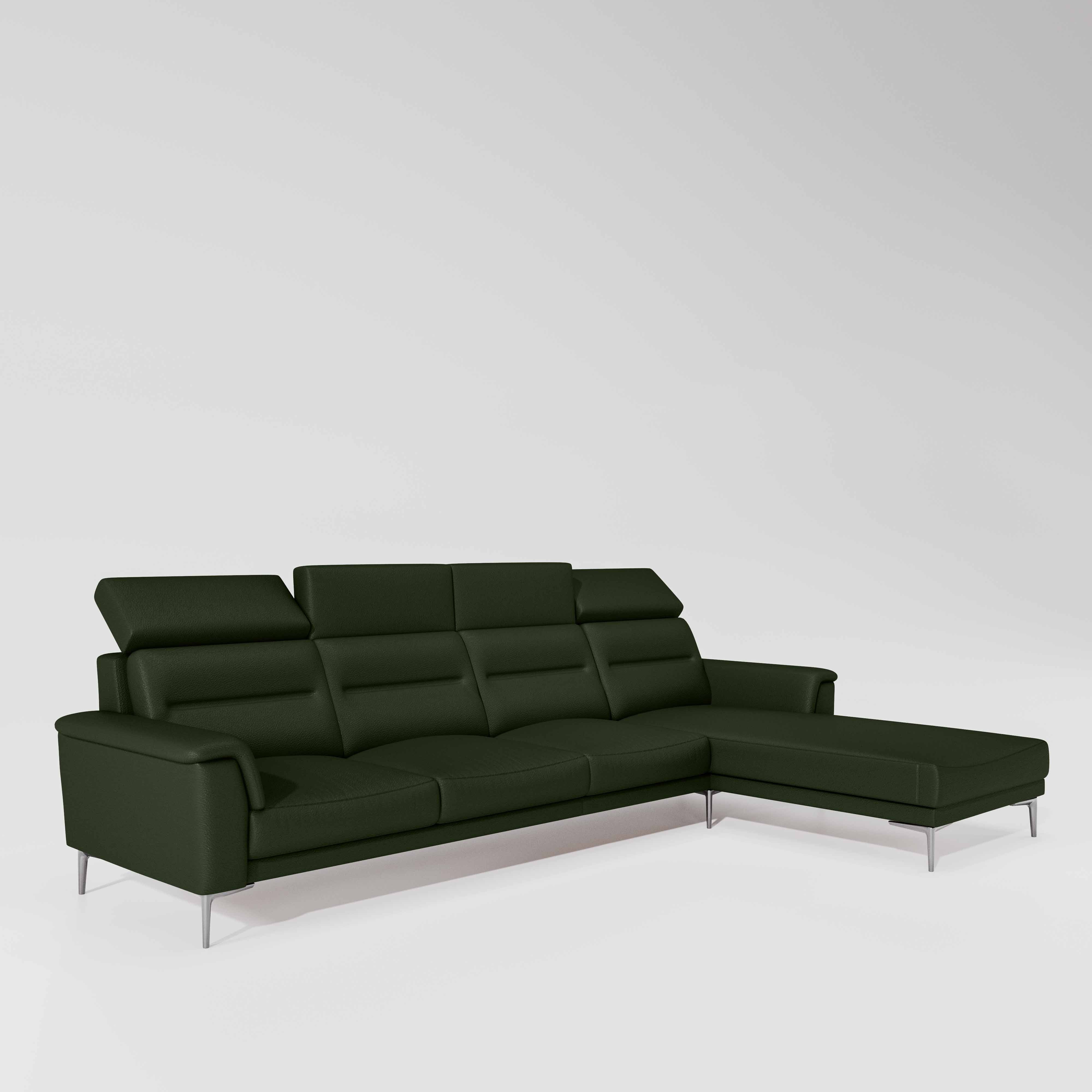 Cresendo 3 Seater with LH Lounger Leatherette fabric - Black Forest - Image 5