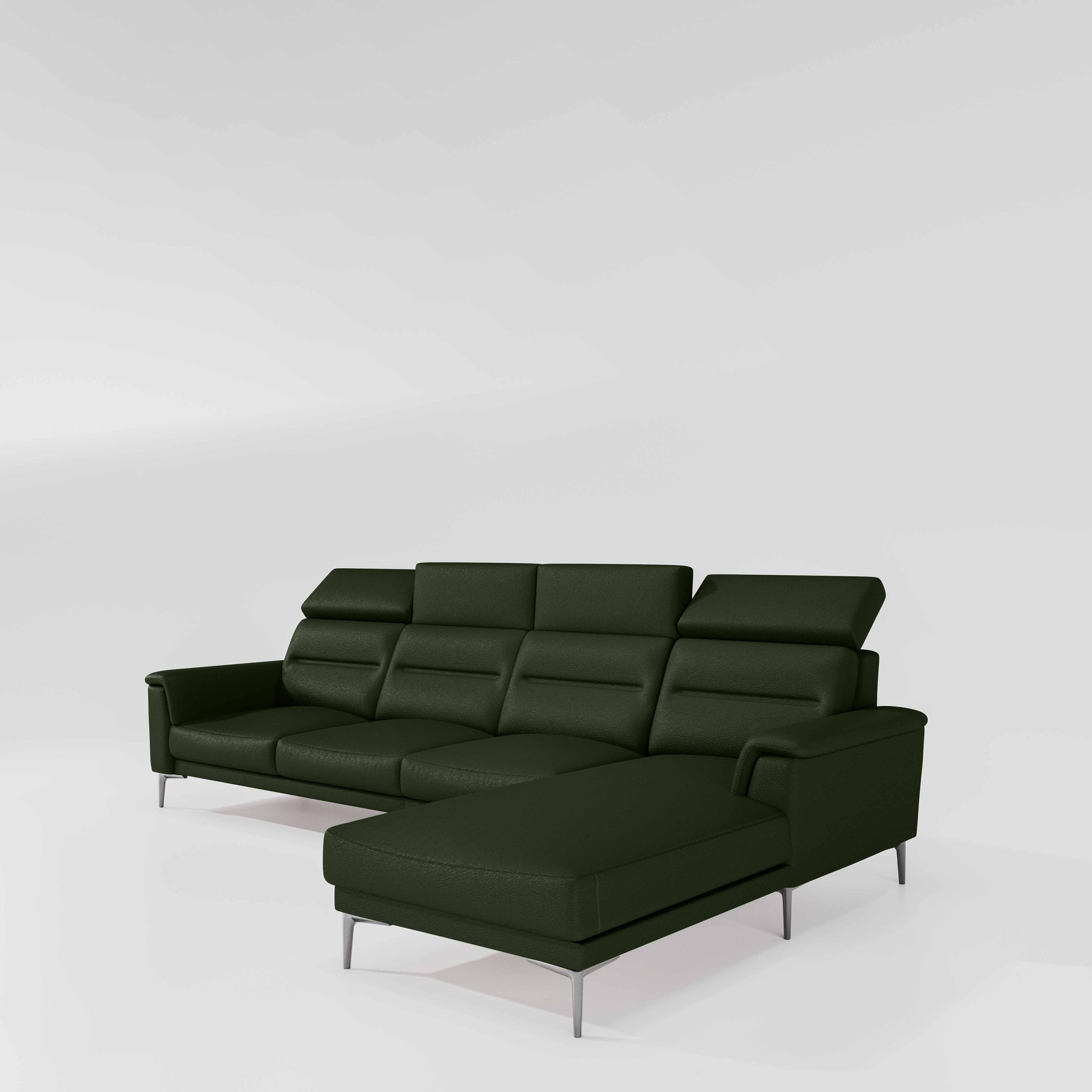 Cresendo 3 Seater with LH Lounger Leatherette fabric - Black Forest - Image 6