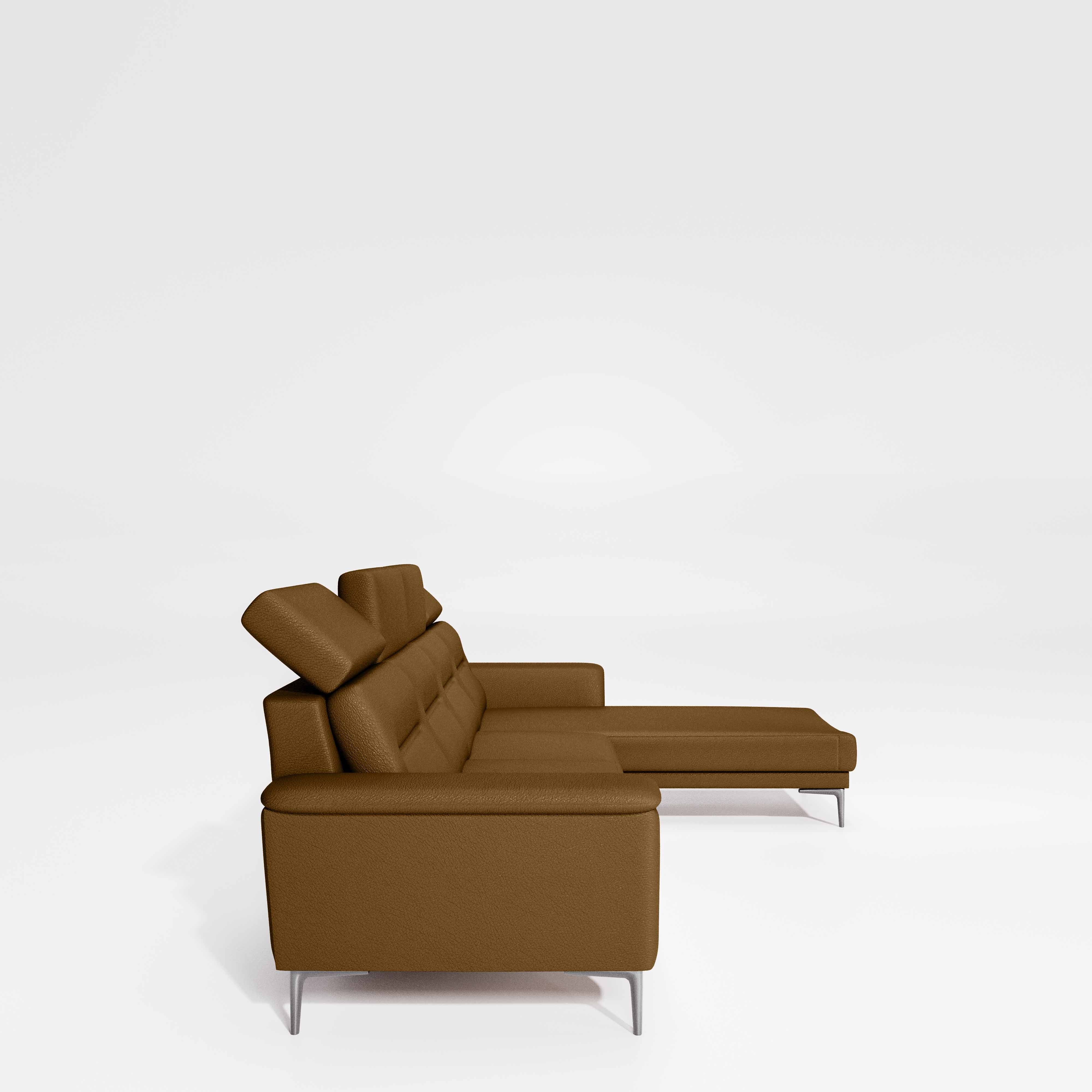 Cresendo 3 Seater with LH Lounger Leatherette fabric - Tobacco Brown - Image 7