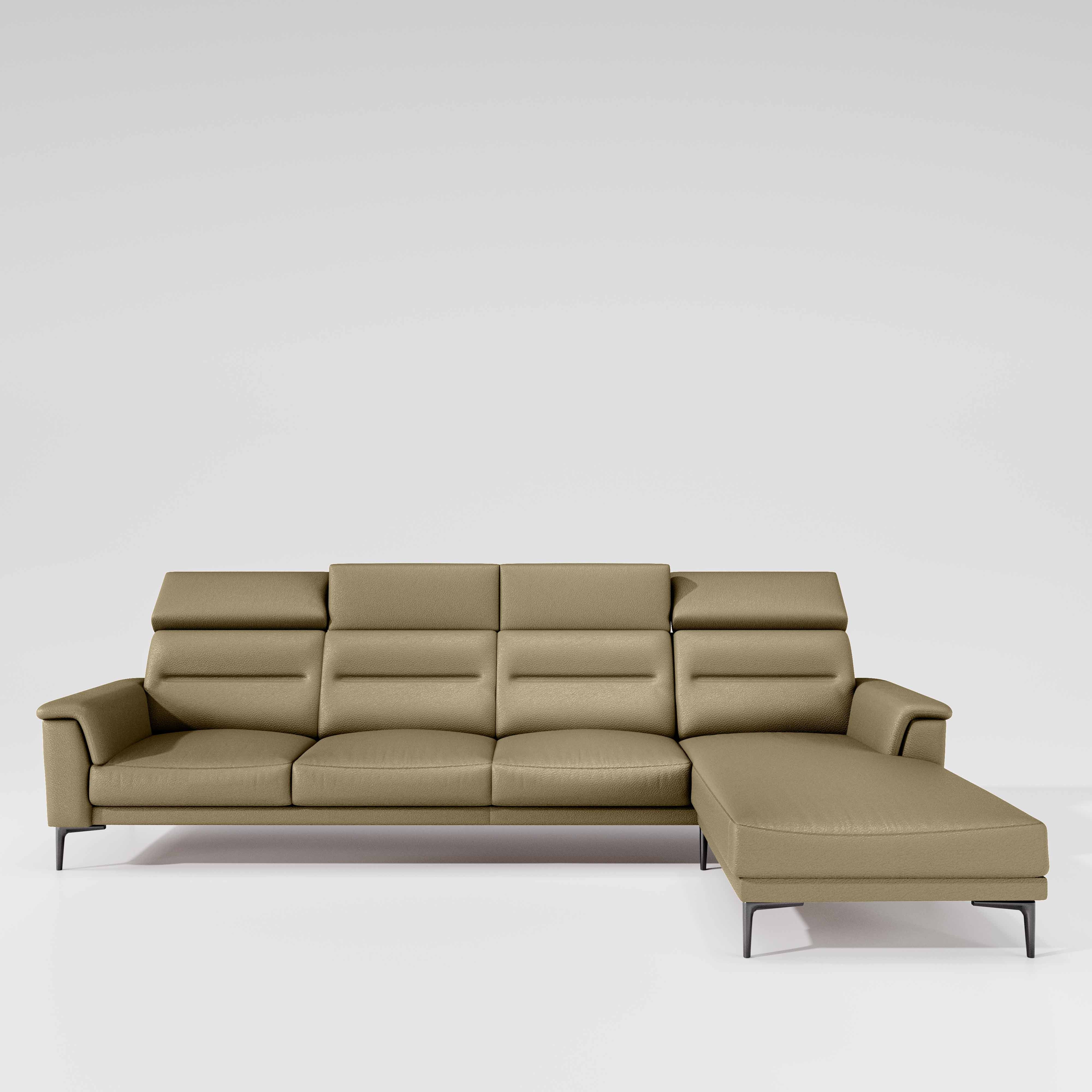 Cresendo 3 Seater with RH Lounger Leatherette fabric - Pebble - Image 2