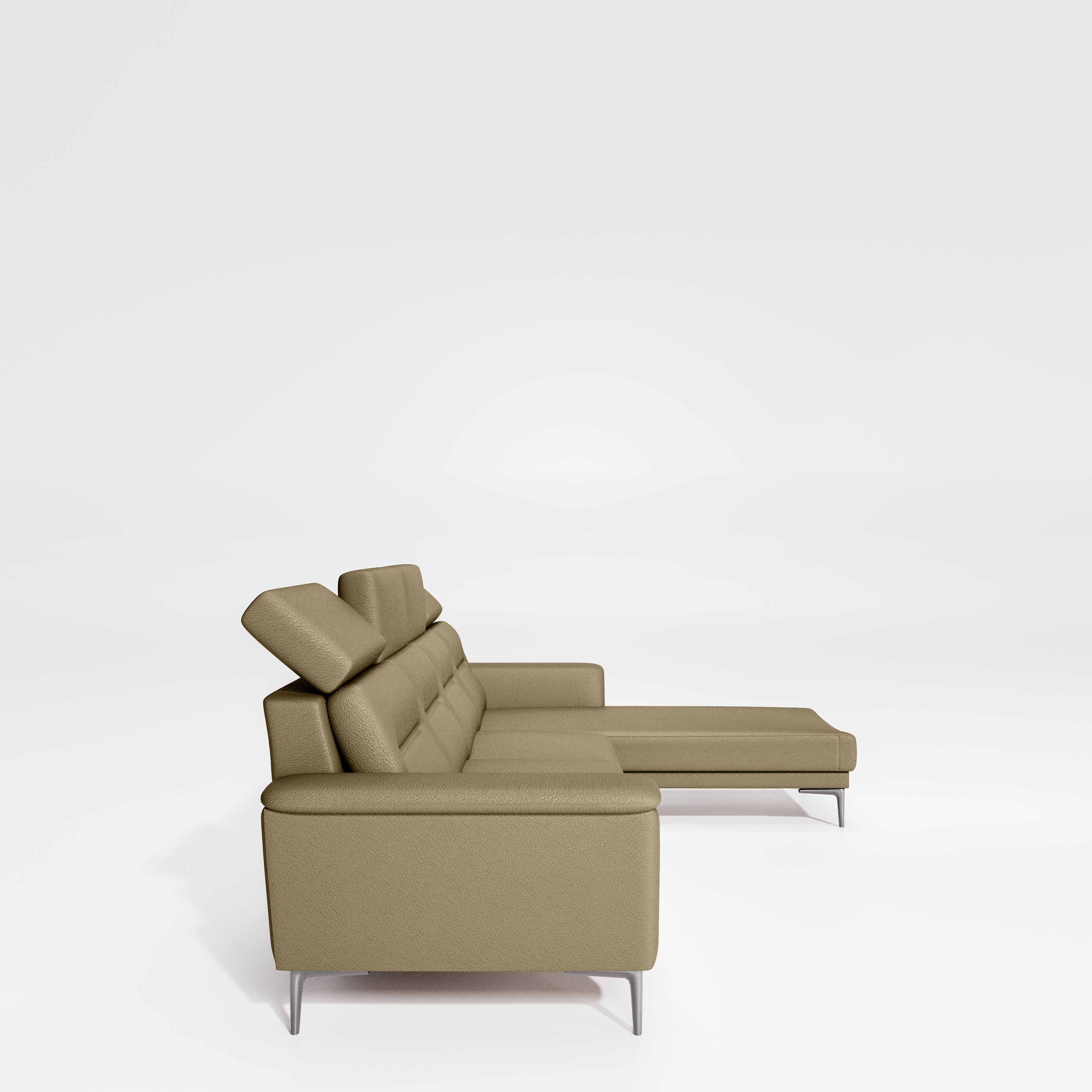 Cresendo 3 Seater with RH Lounger Leatherette fabric - Pebble - Image 5