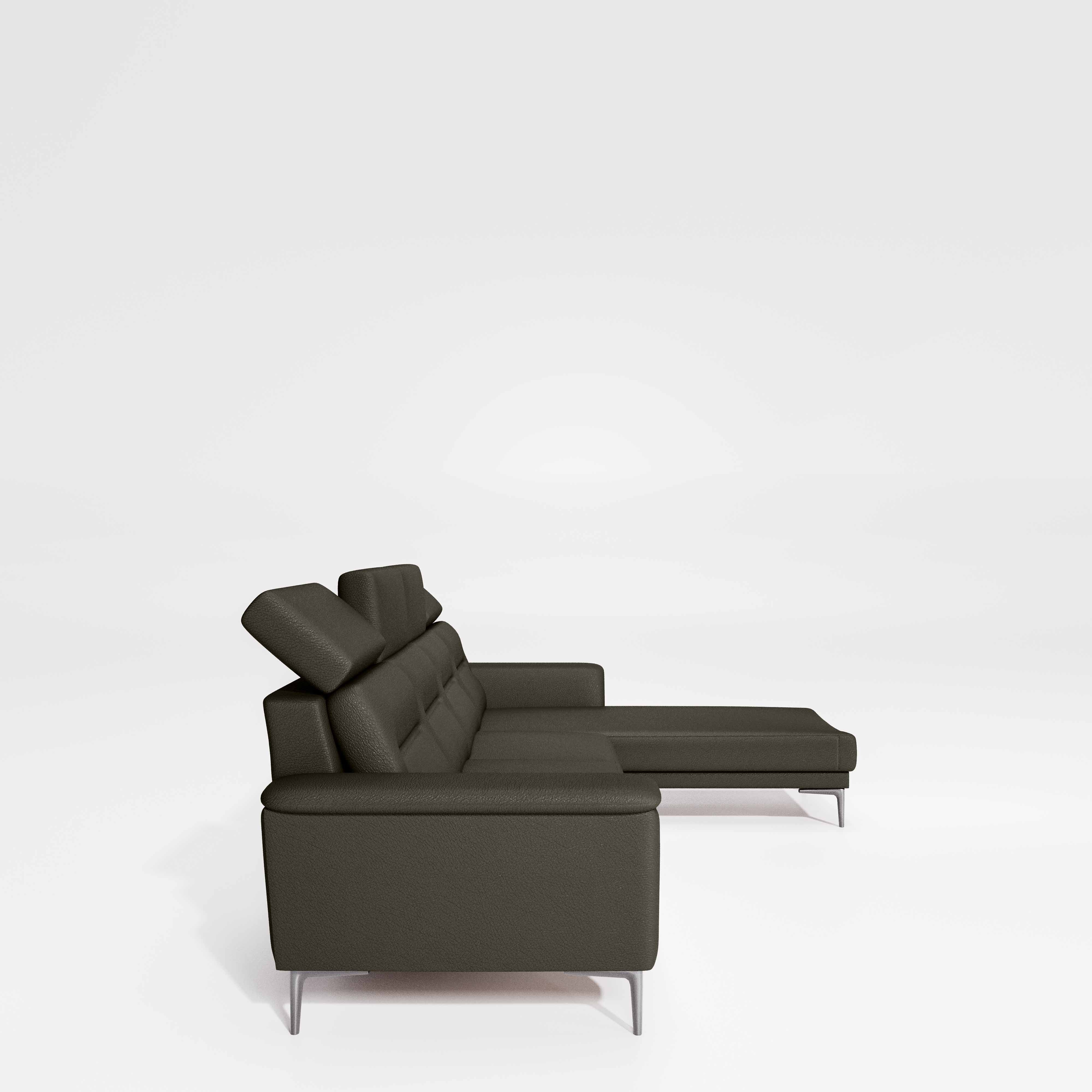 Cresendo 3 Seater with RH Lounger Leatherette fabric - Pewter Grey - Image 7