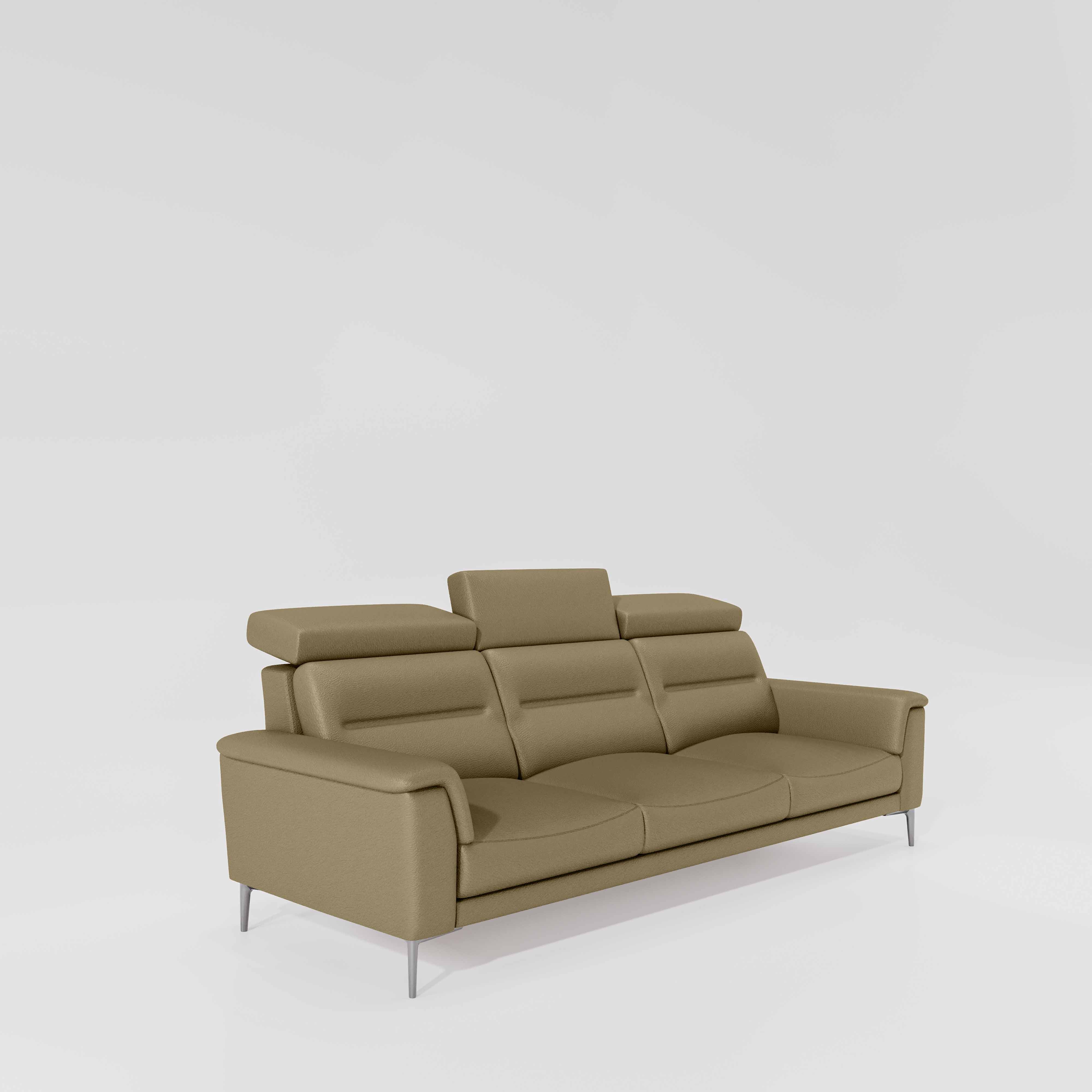 Cresendo 3 Seater Leatherette fabric - Pebble - Image 3