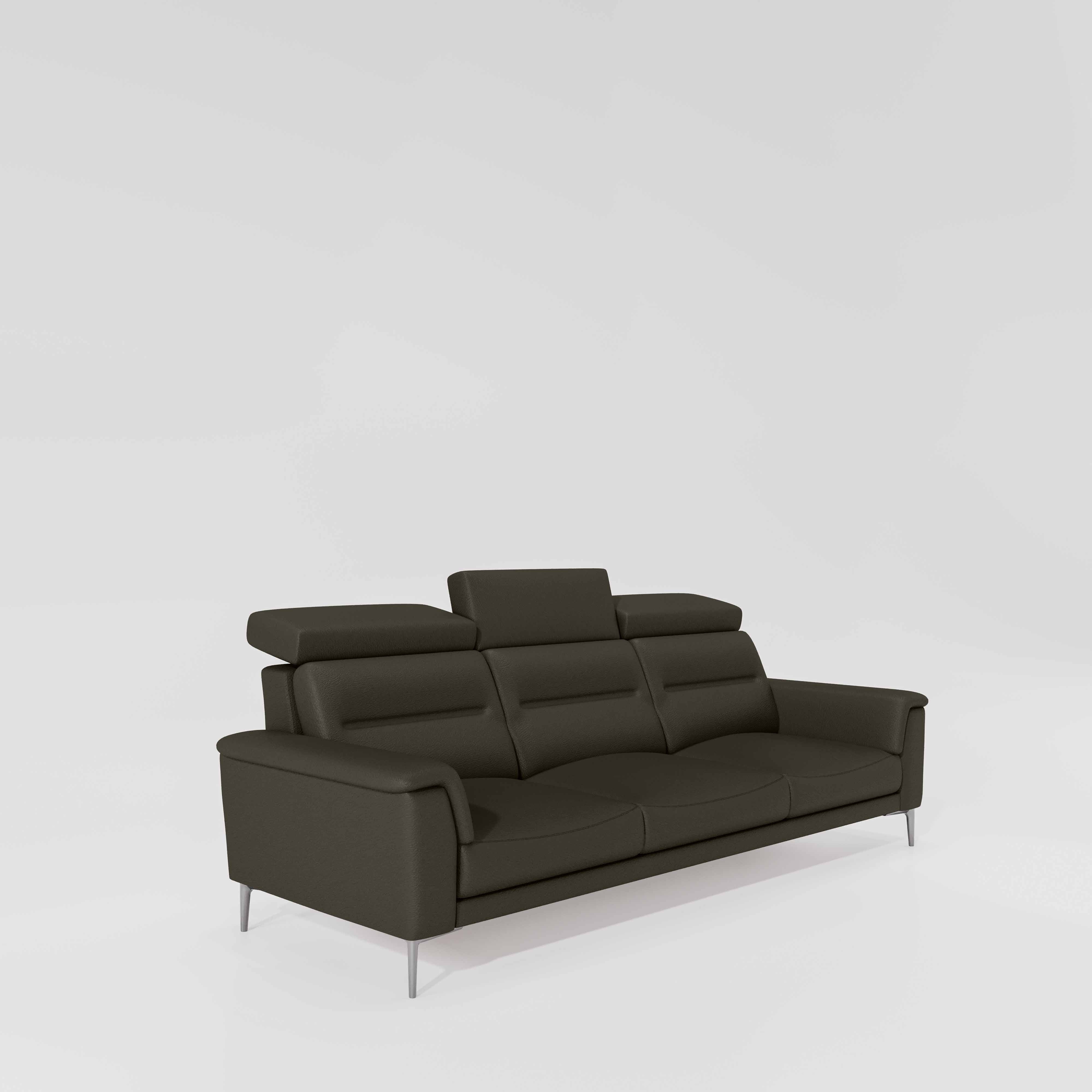 Cresendo 3 Seater Leatherette fabric - Pewter Grey - Image 3