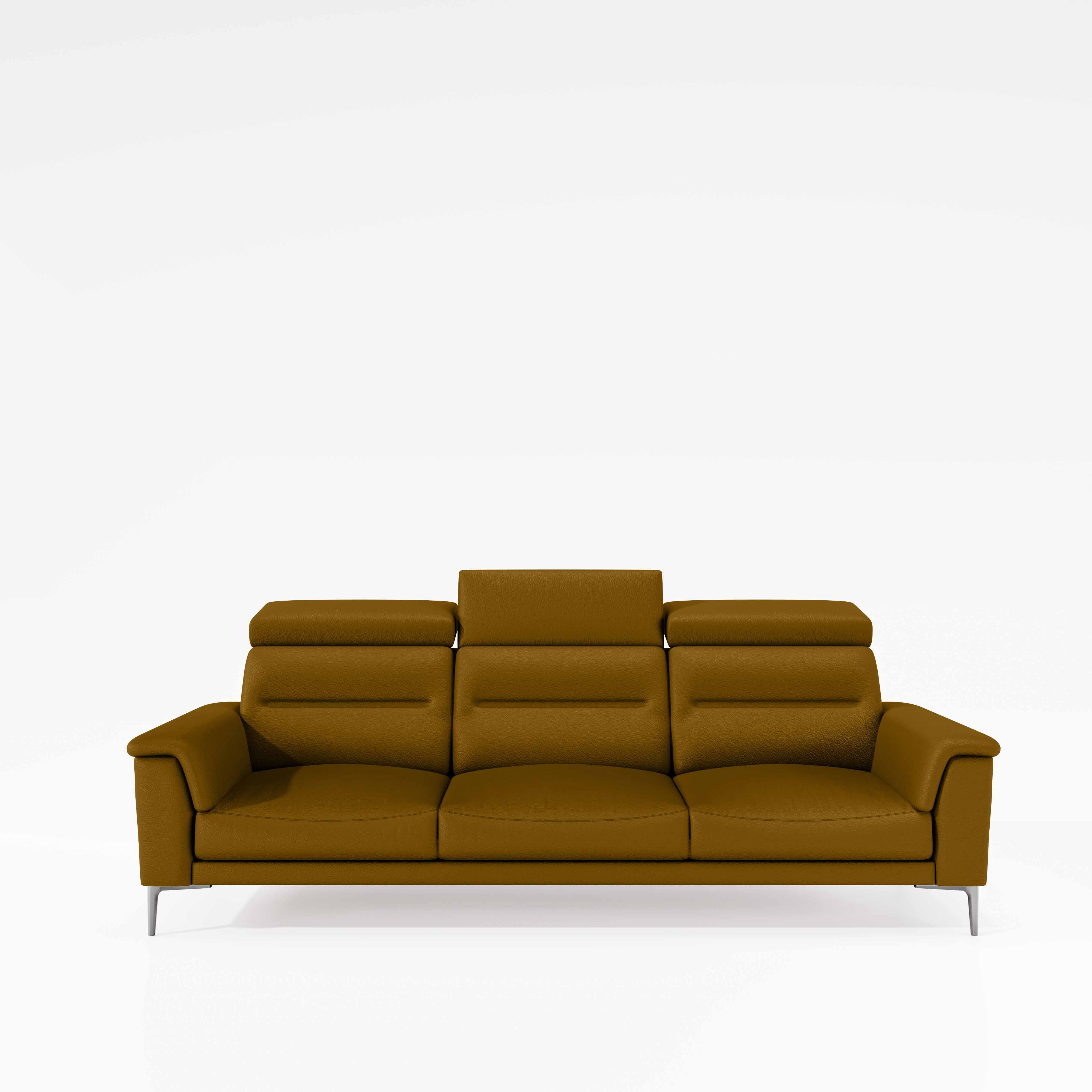 Cresendo 3 Seater Leatherette fabric - Golden Orange - Image 2