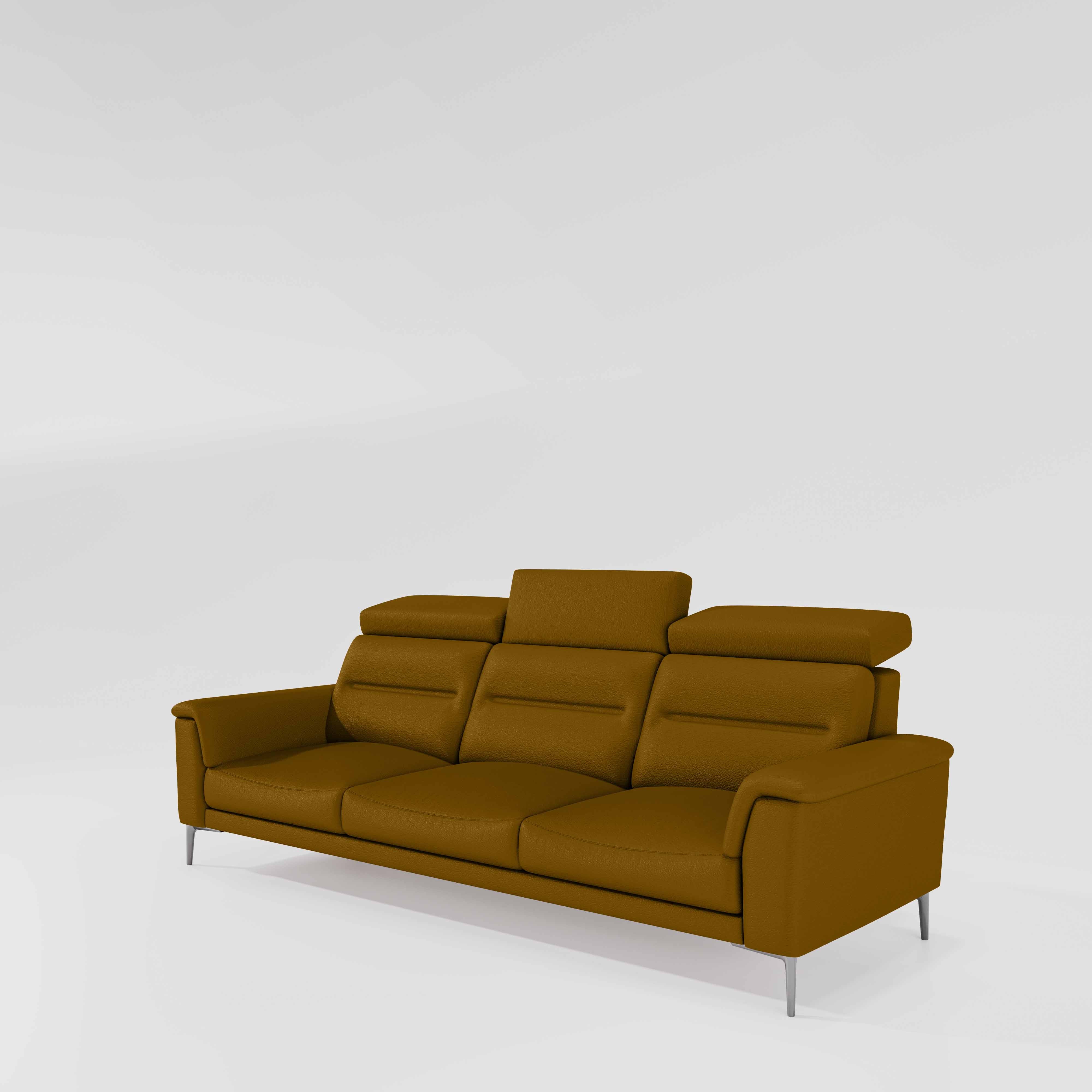Cresendo 3 Seater Leatherette fabric - Golden Orange - Image 4
