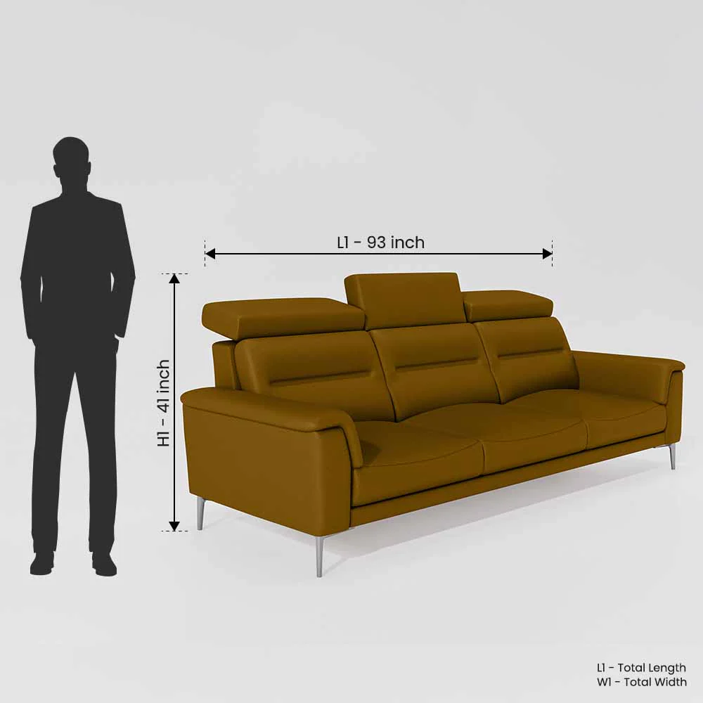 Cresendo 3 Seater Leatherette fabric - Golden Orange - Image 7