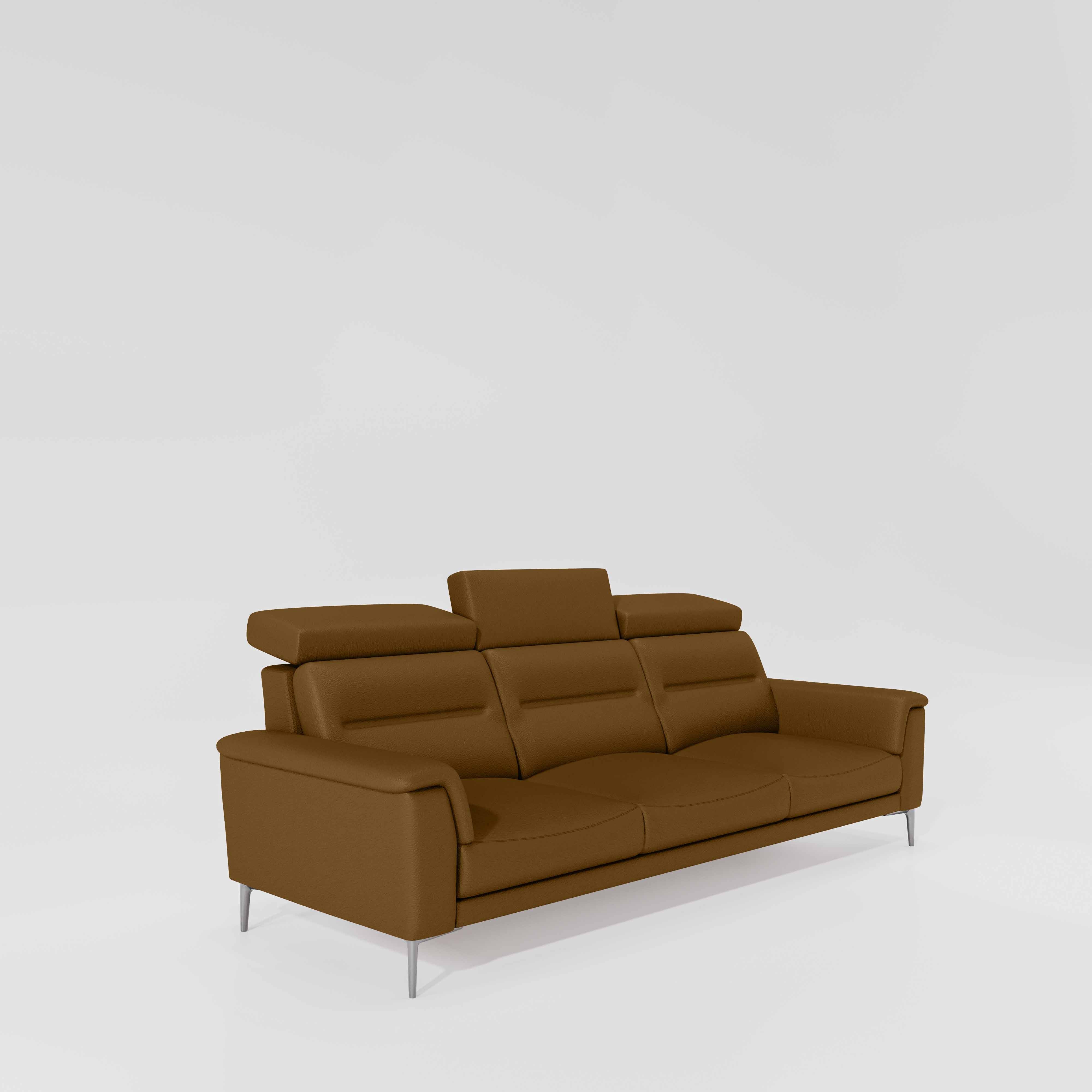 Cresendo 3 Seater Leatherette fabric - Tobacco Brown - Image 2