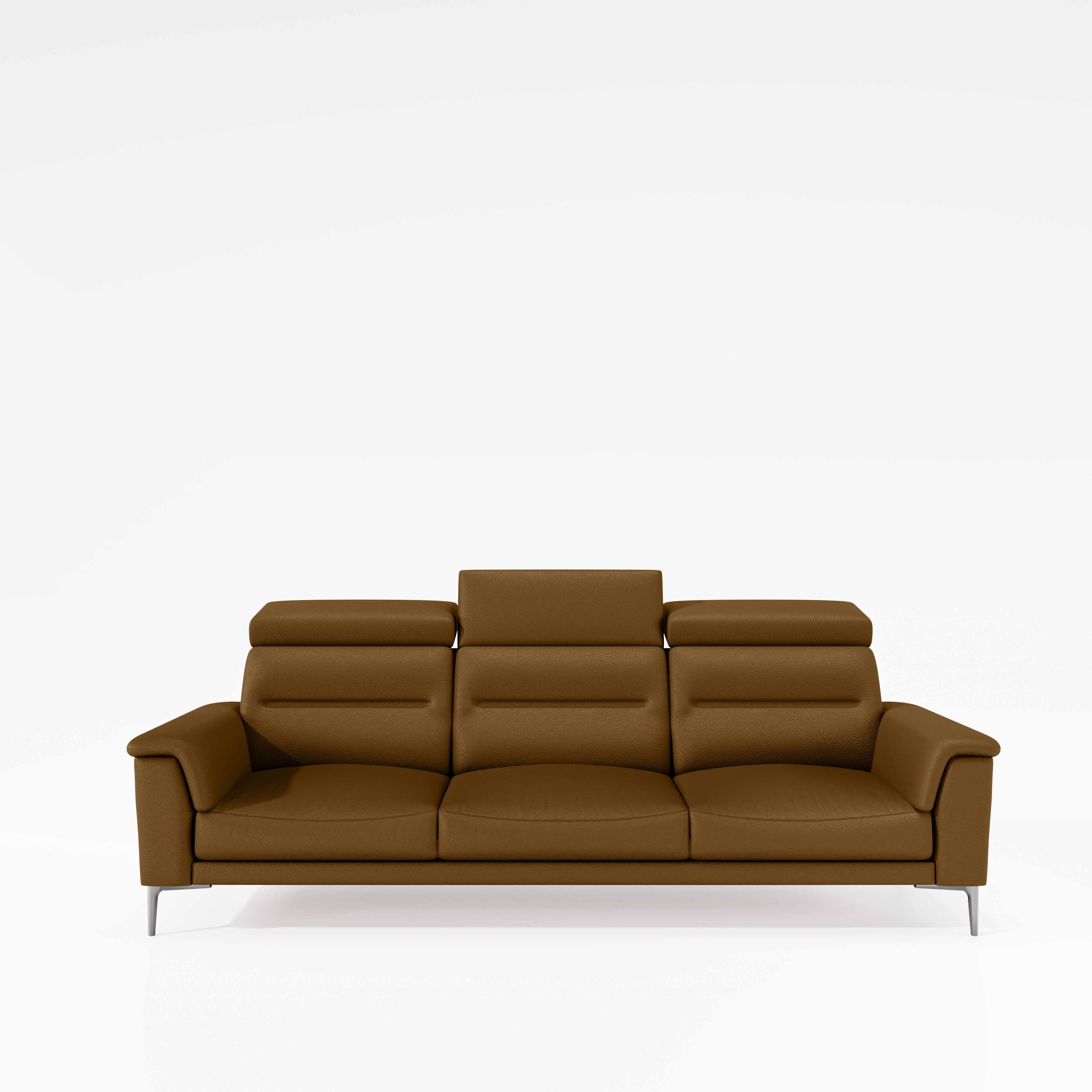 Cresendo 3 Seater Leatherette fabric - Tobacco Brown - Image 7