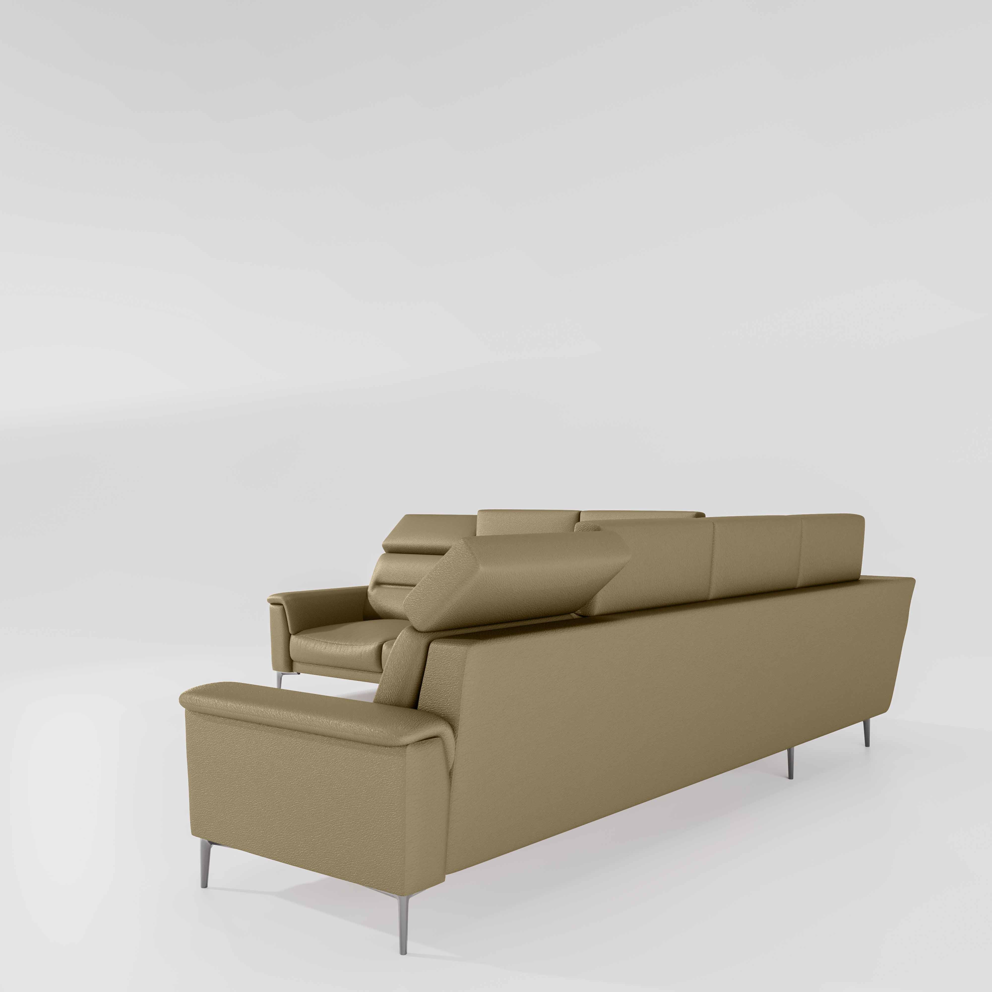 Crescendo 3 Seater + Corner + 3 Seater Leatherette Fabric - Pebble - Image 6