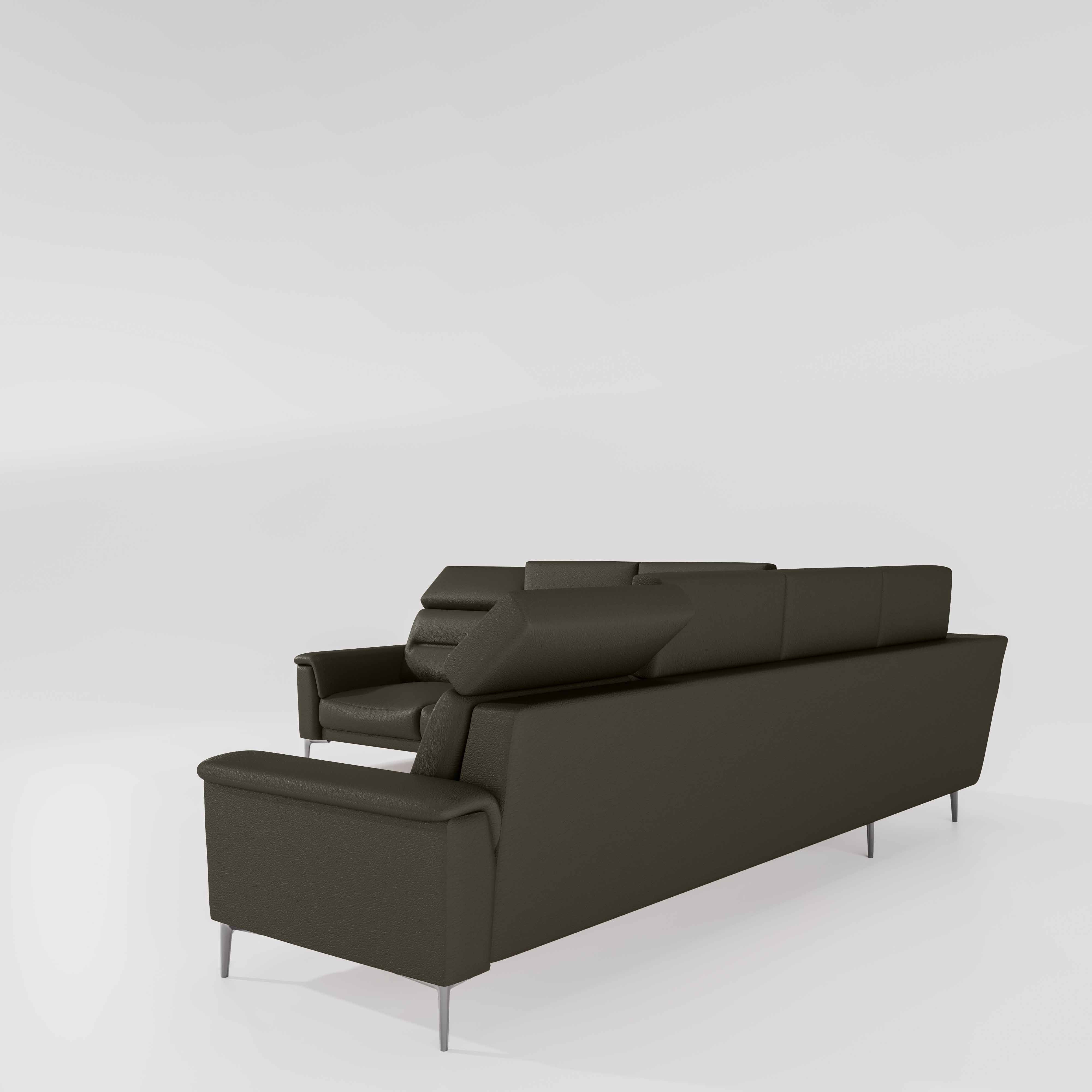Crescendo 3 Seater + Corner + 3 Seater Leatherette Fabric - Pewter Grey - Image 4