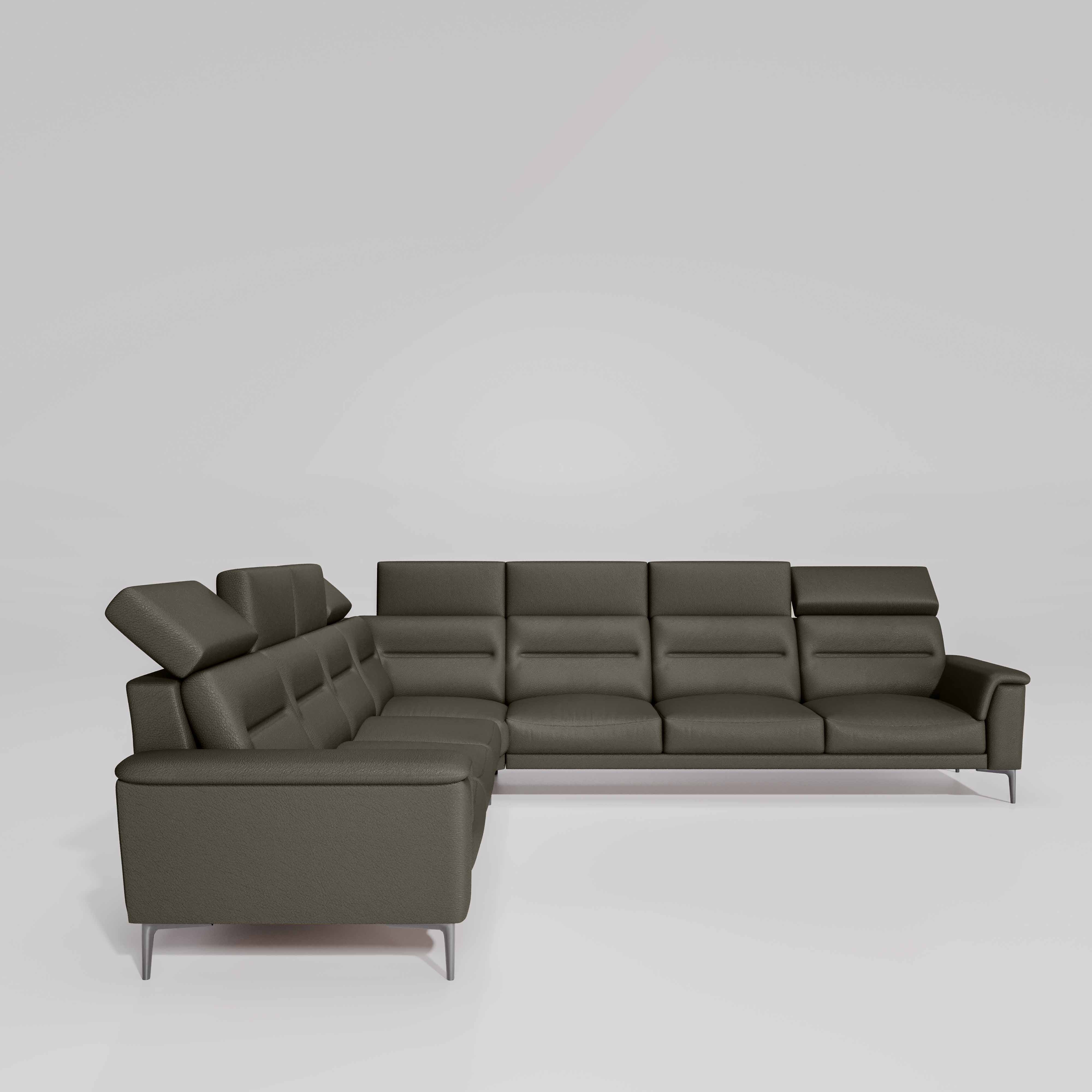 Crescendo 3 Seater + Corner + 3 Seater Leatherette Fabric - Pewter Grey - Image 5