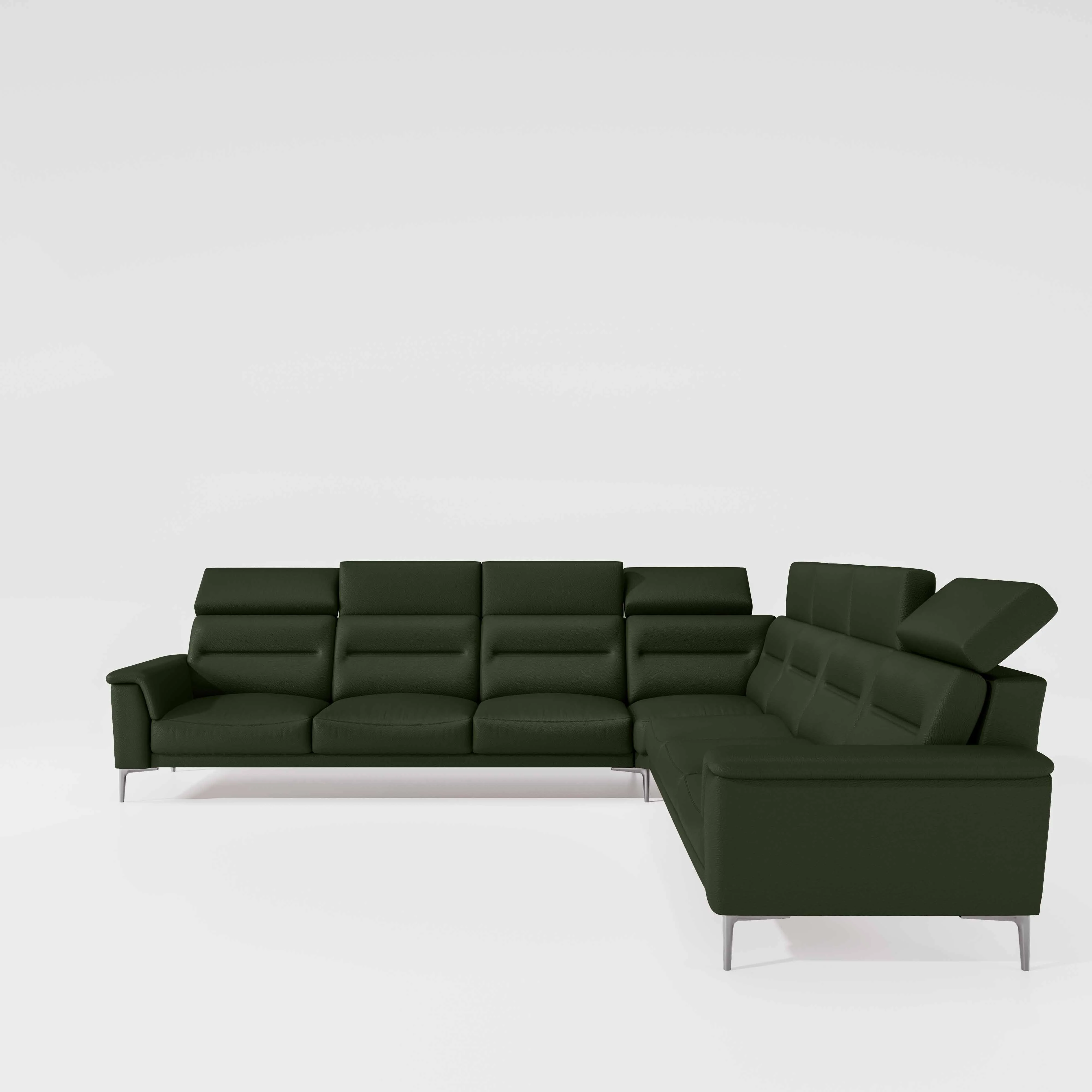 Crescendo 3 Seater + Corner + 3 Seater Leatherette Fabric - Black Forest - Image 2