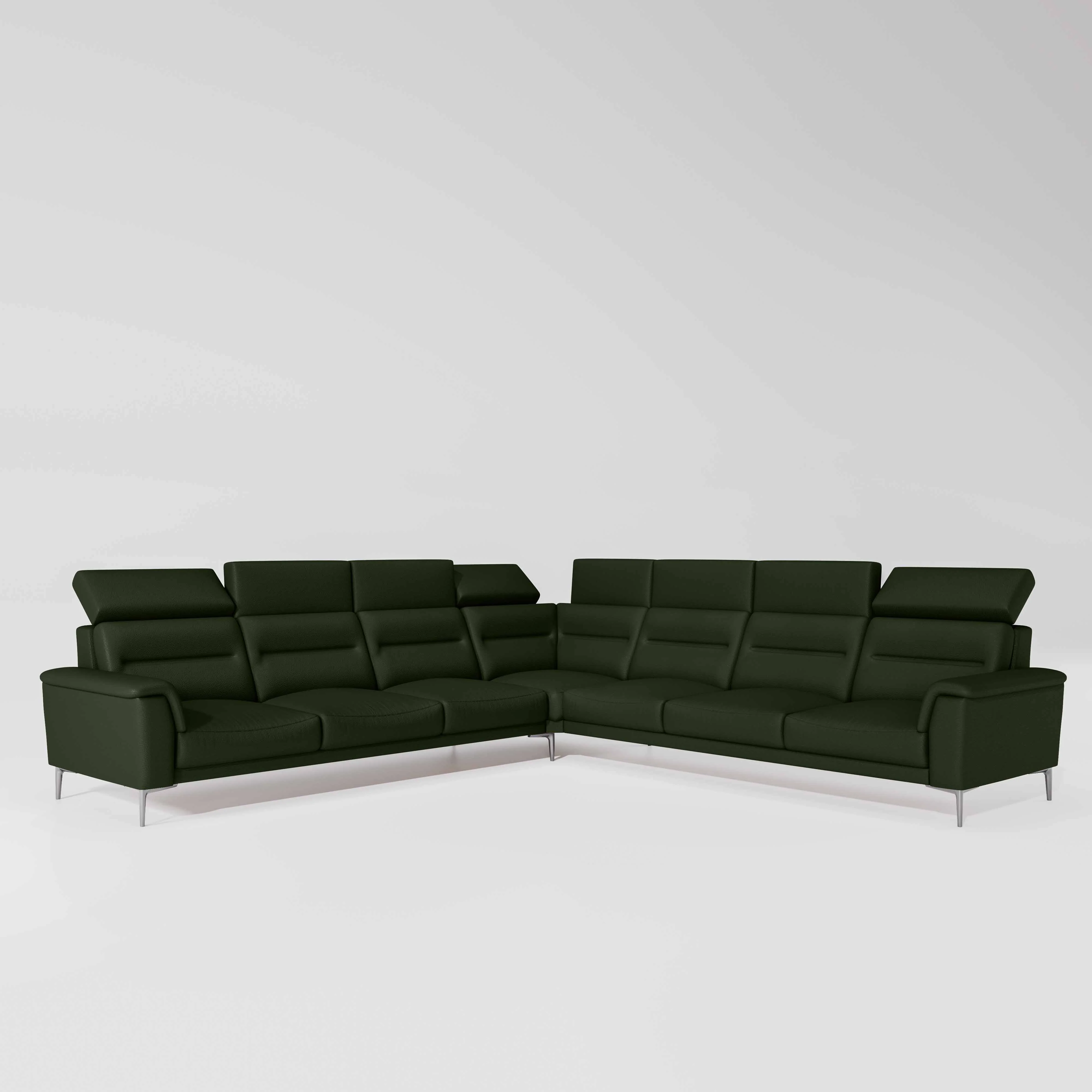 Crescendo 3 Seater + Corner + 3 Seater Leatherette Fabric - Black Forest - Image 3