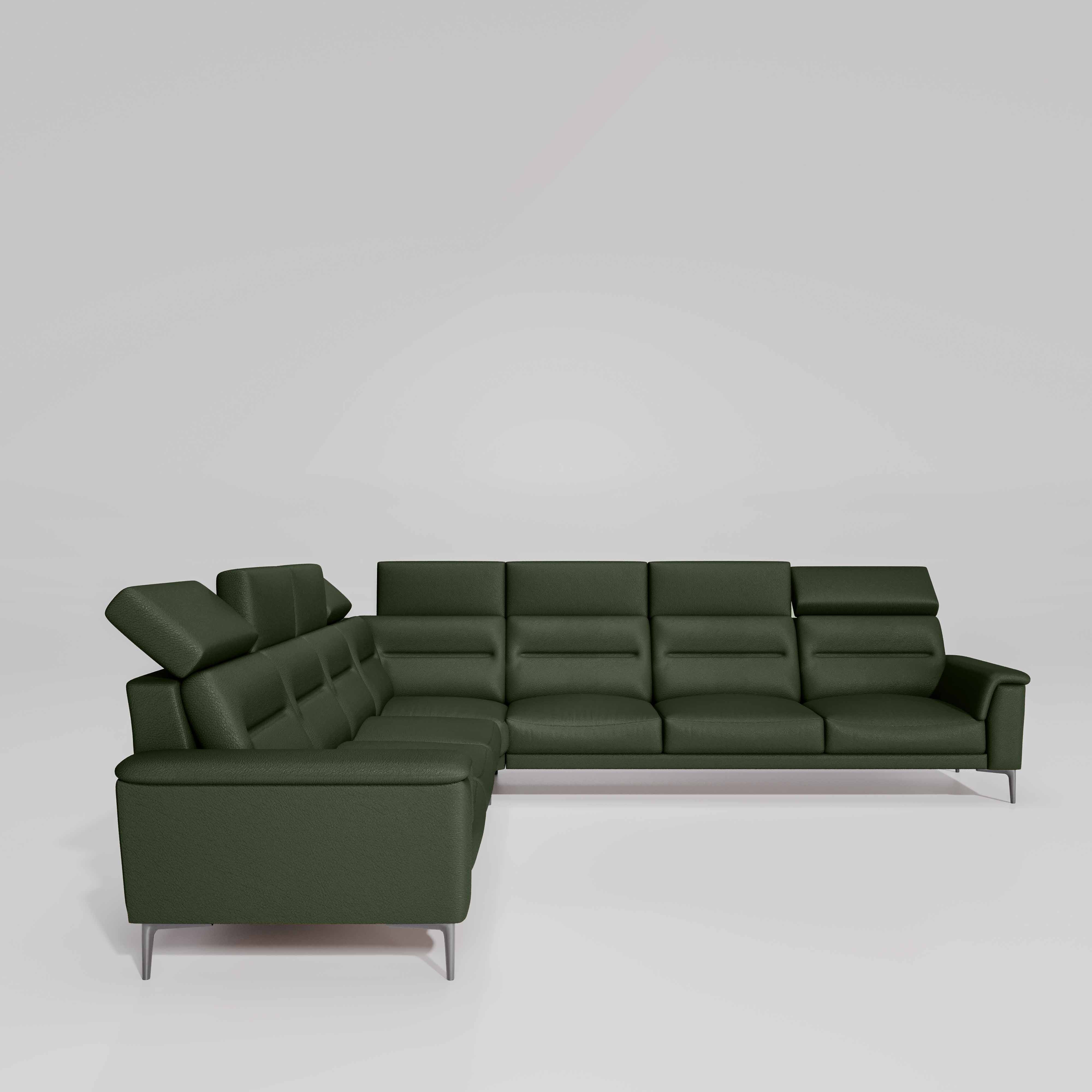 Crescendo 3 Seater + Corner + 3 Seater Leatherette Fabric - Black Forest - Image 5