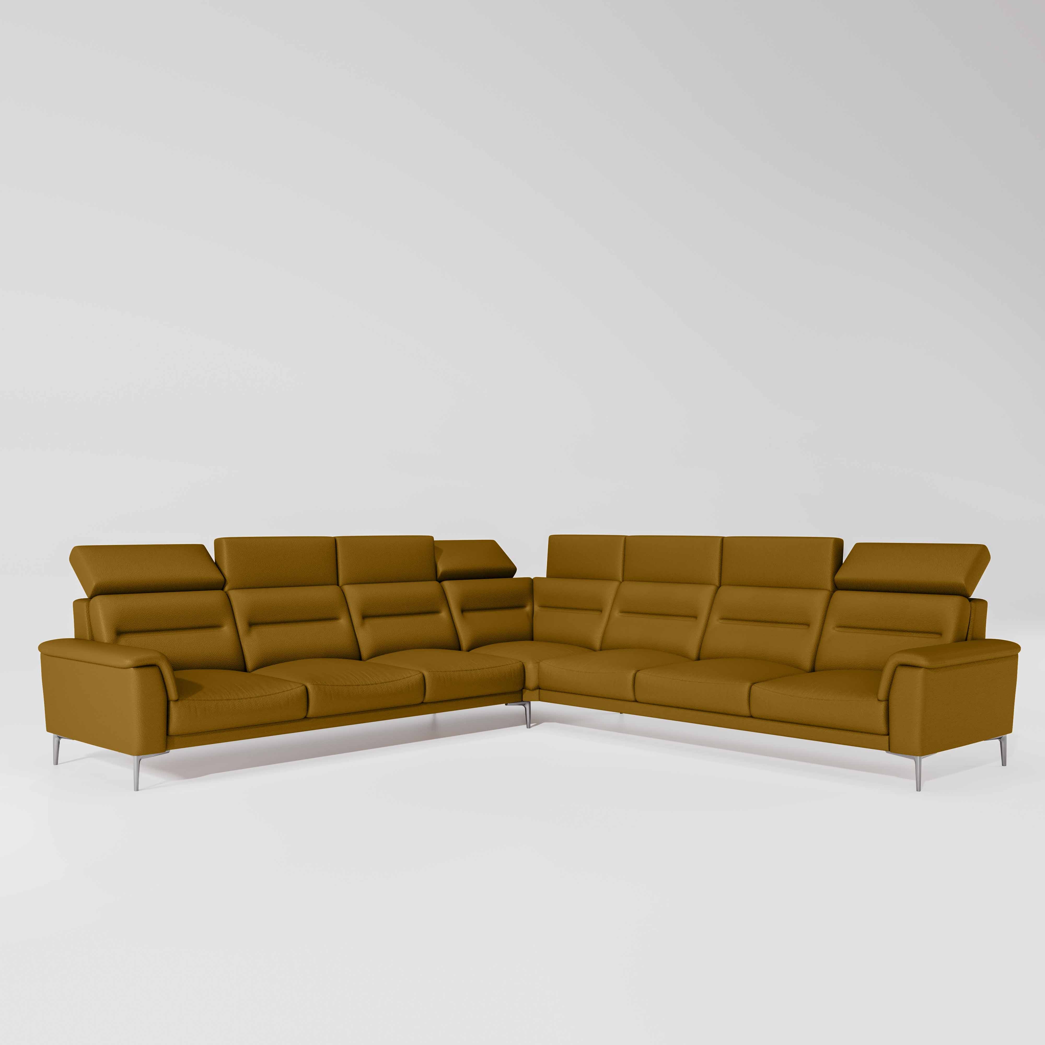 Crescendo 3 Seater + Corner + 3 Seater Leatherette Fabric - Golden Orange - Image 2